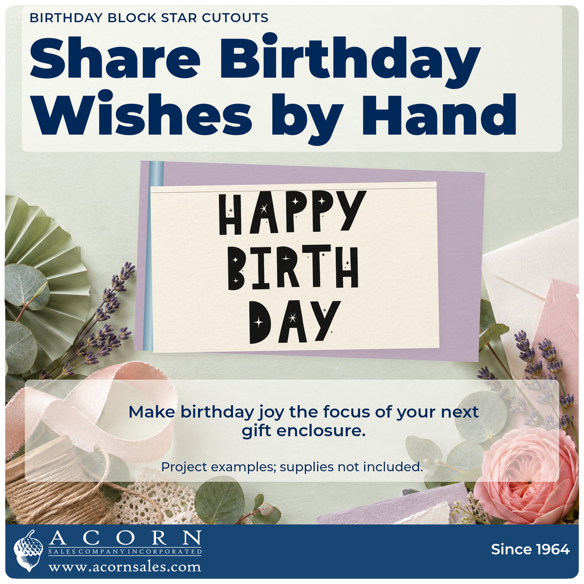 A finished handmade project stamped with the Birthday Block Star Cutouts Lettering Stamp – Slim Pre-Inked, ideal for climb party album page.