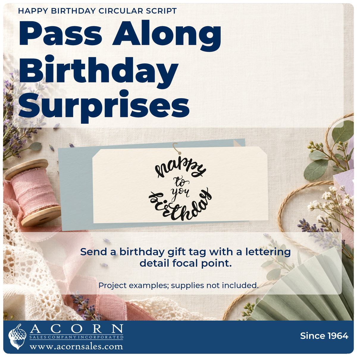 A finished handmade project stamped with the Birthday To You Curved Lettering Premium Wooden Stamp – Vintage Pro, ideal for pub year album page.