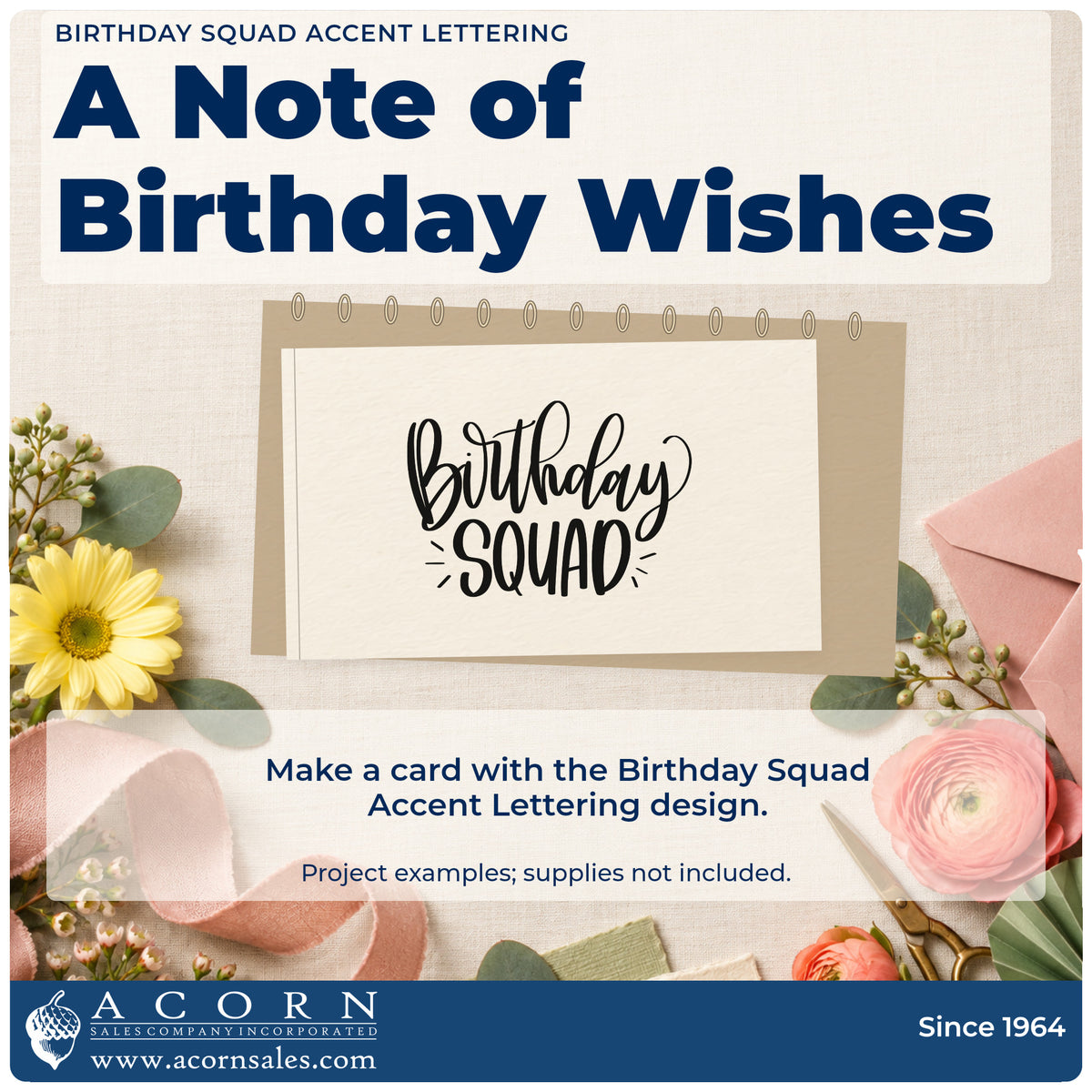 A finished handmade project stamped with the Pre-Inked Birthday Squad Accent Word Art Stamp – PSI, ideal for birthday run album page.