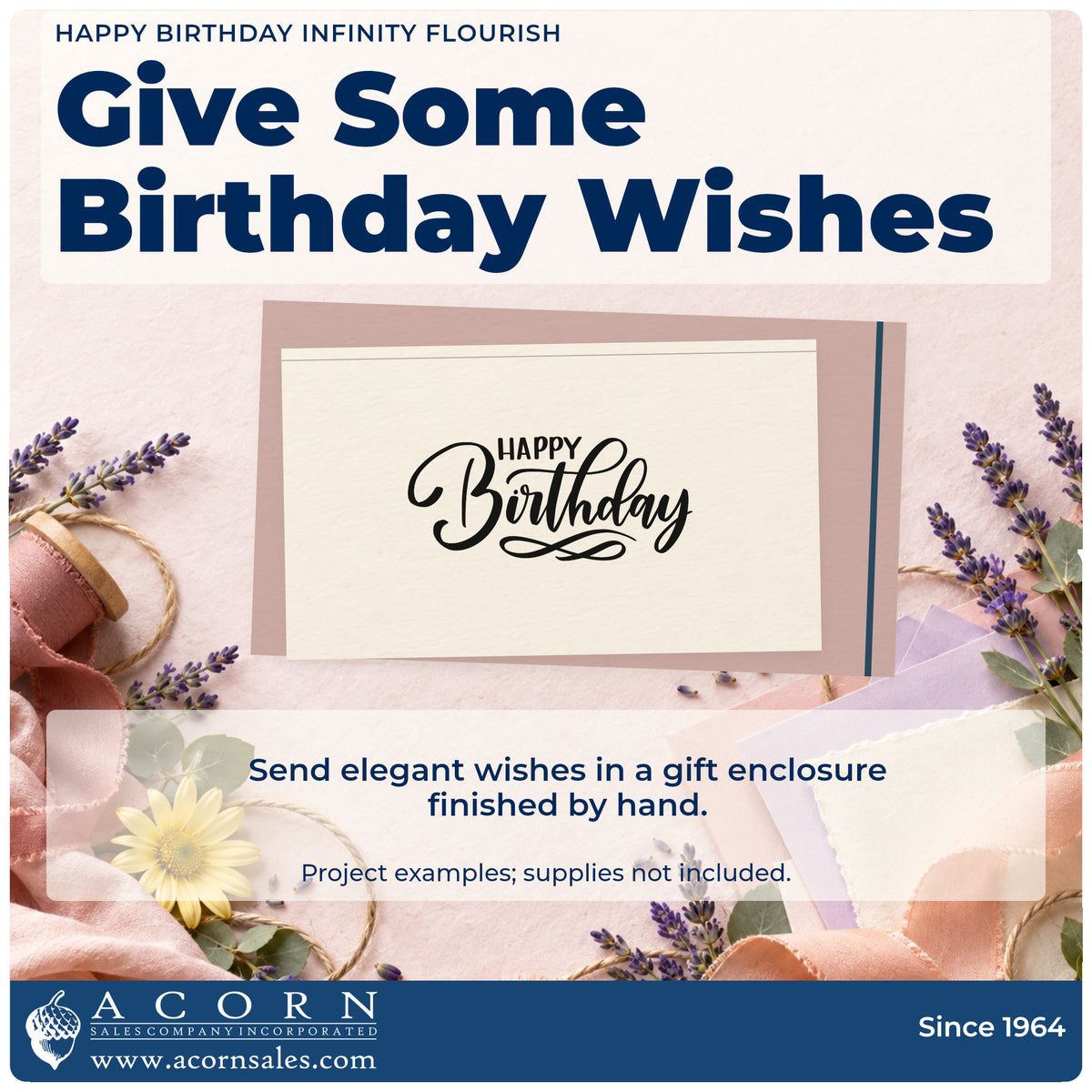 A finished handmade project stamped with the Happy Birthday Infinity Flourished Lettering Hand Stamp – Duo, ideal for aquarium album page.