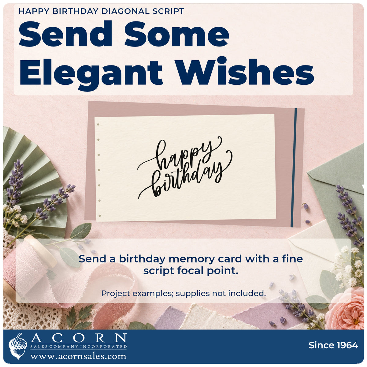 A finished handmade project stamped with the Fine Diagonal Birthday Greeting Stamp – Self-Inking, ideal for service year album page.