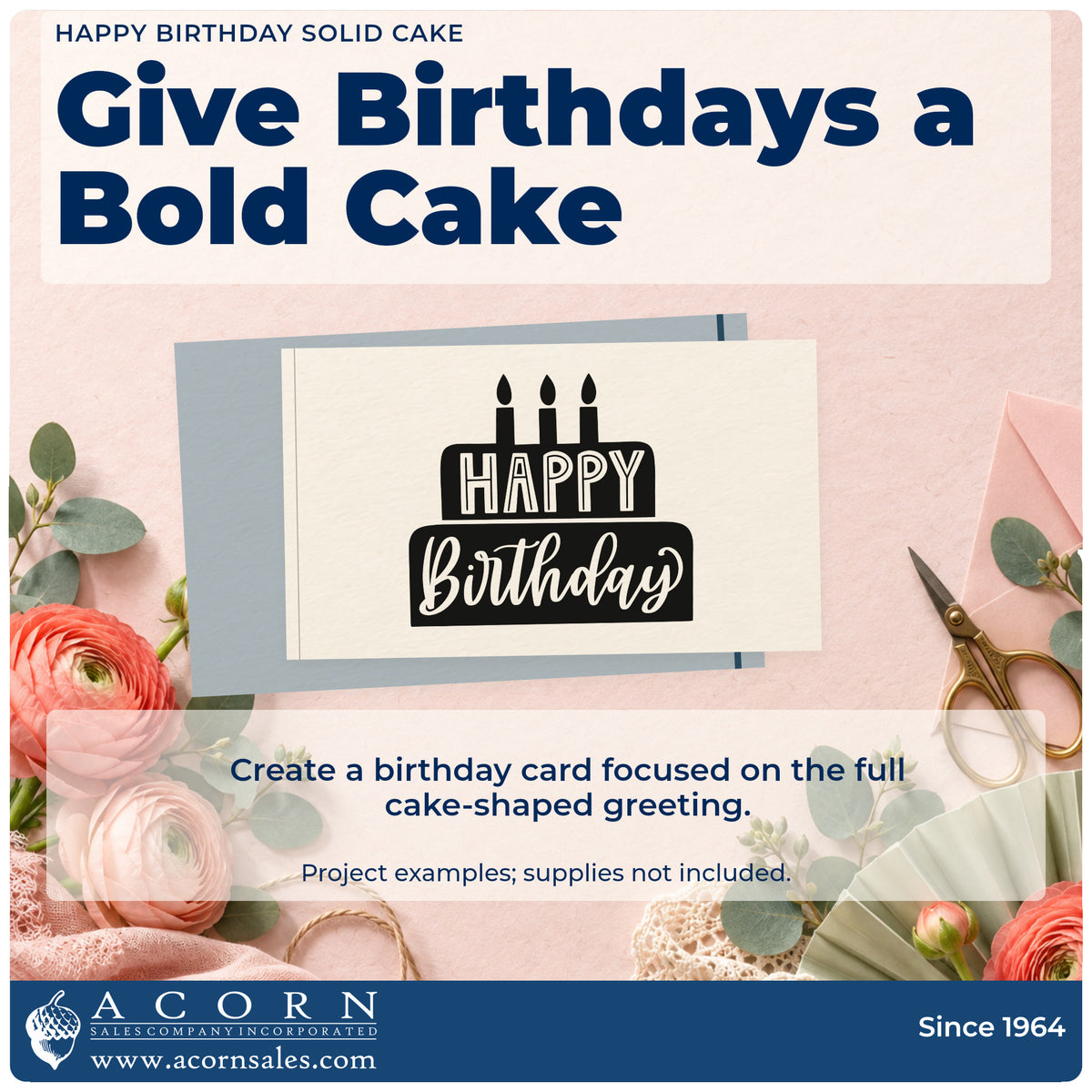 A finished handmade project stamped with the Happy Birthday Tiered Cake Stamp – PSI Pre-Inked, ideal for truck year album page.