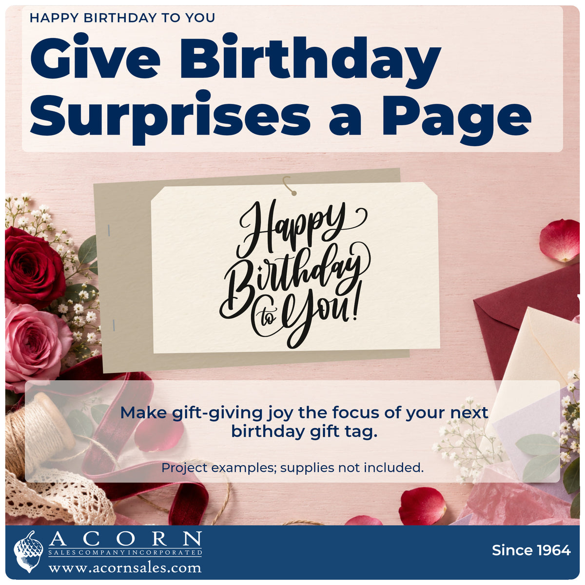 A finished handmade project stamped with the Happy Birthday To You! Script Lettering Pre-Inked Stamp – PSI, ideal for inn stay album page.