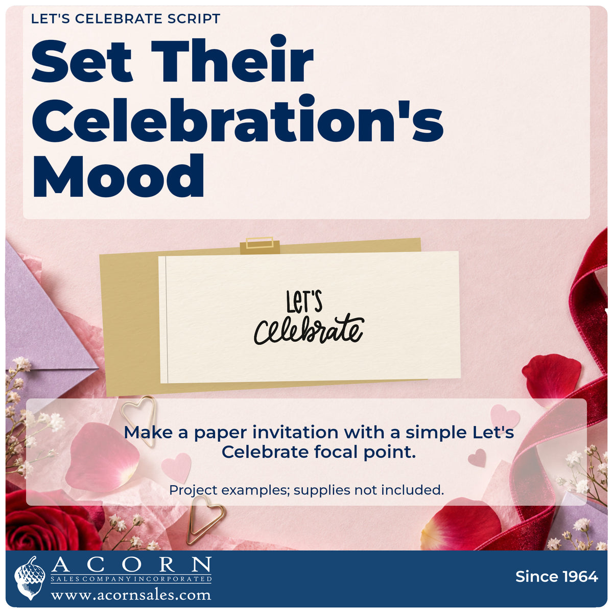 A finished handmade project stamped with the Let's Celebrate Flowing Script Premium Wooden Stamp – Vintage Pro, ideal for joint party album page.