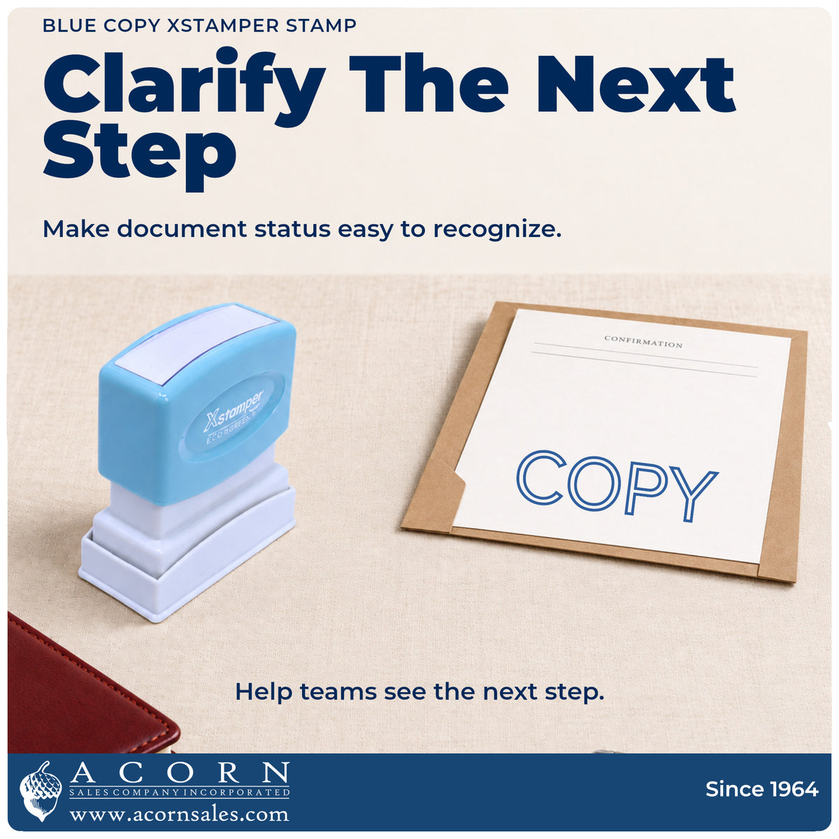 Office workflow showing where the "Copy" stamp marks documents