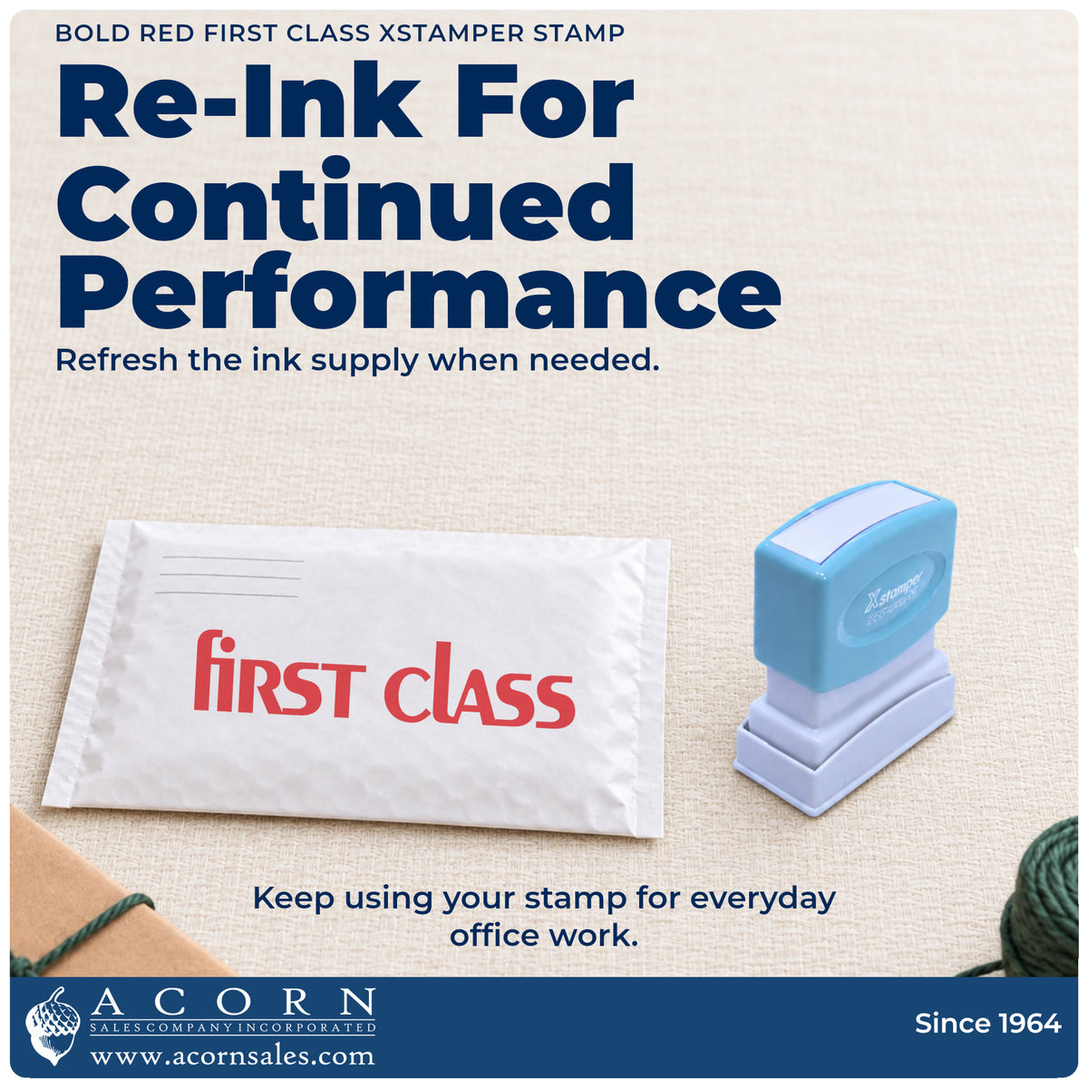 Re-inkable pre-inked build of the Bold Red First Class Stamp shown in detail