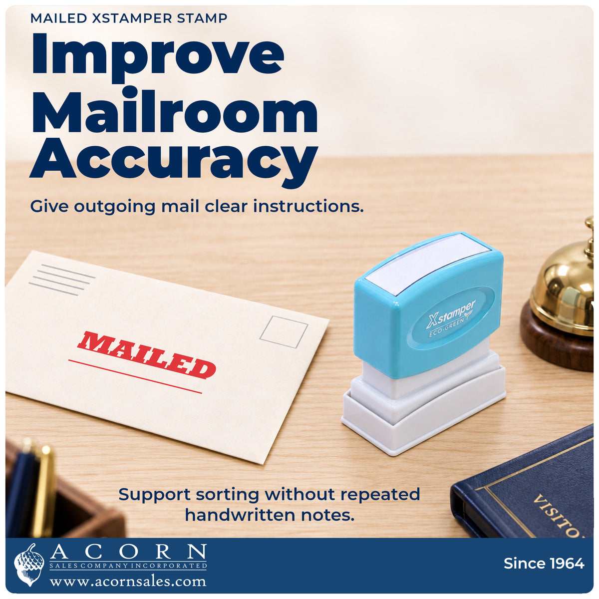 Office workflow showing where the "Mailed" stamp marks documents