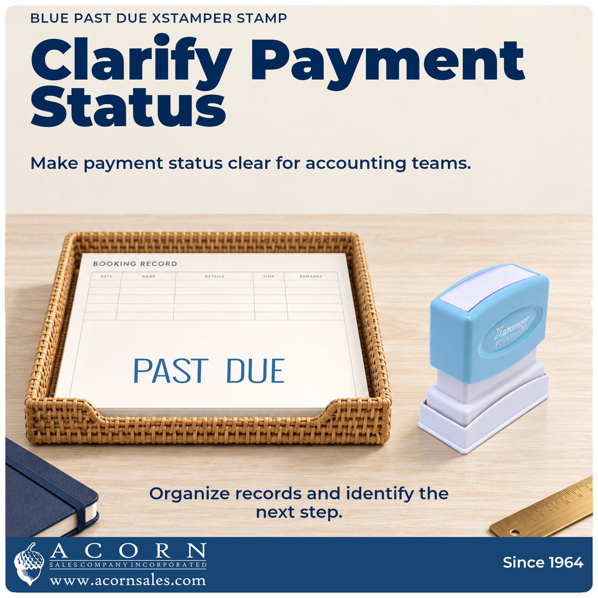 Office workflow showing where the "Past due" stamp marks documents