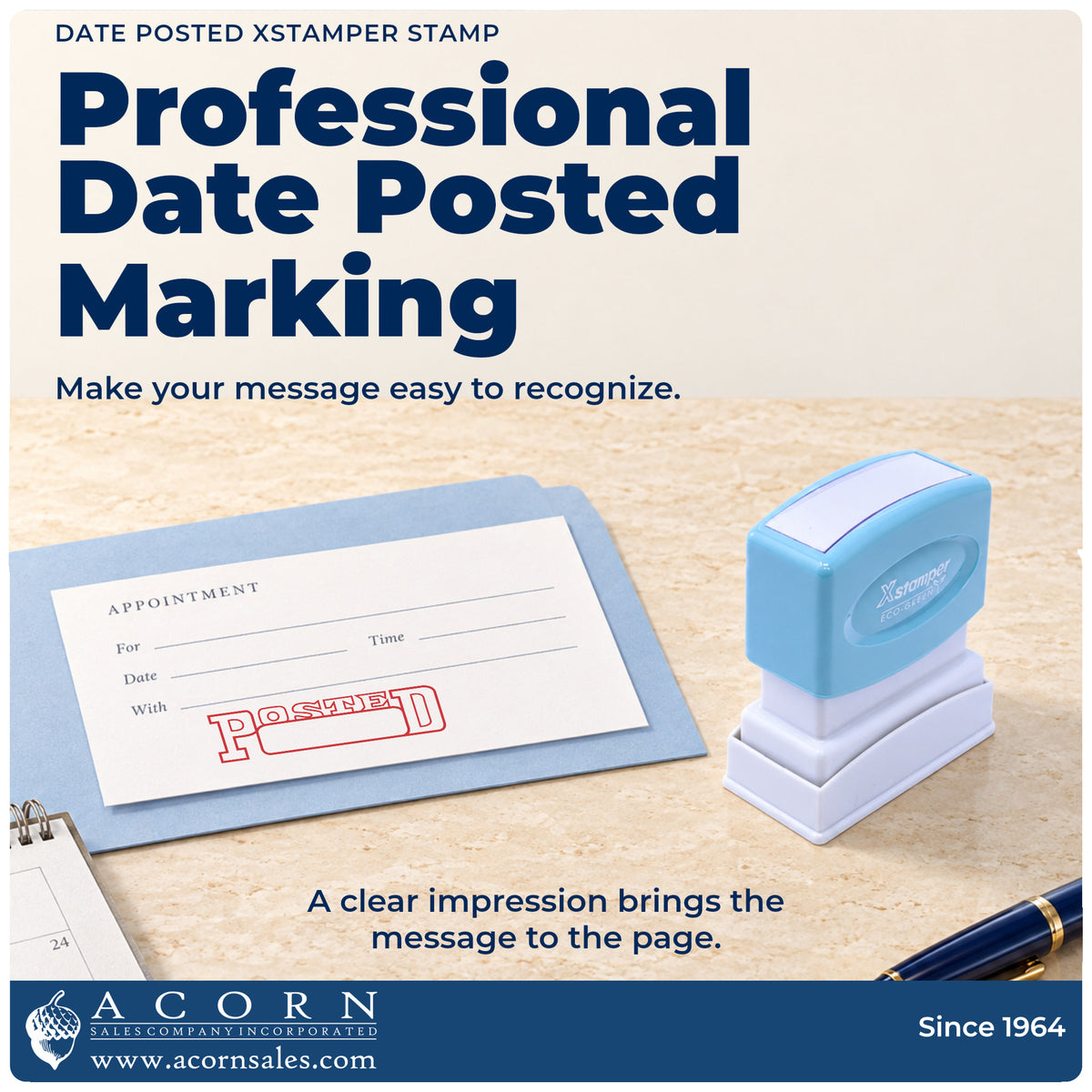 "Date posted" imprint on office paperwork beside the Date Posted Stamp For Record Keeping