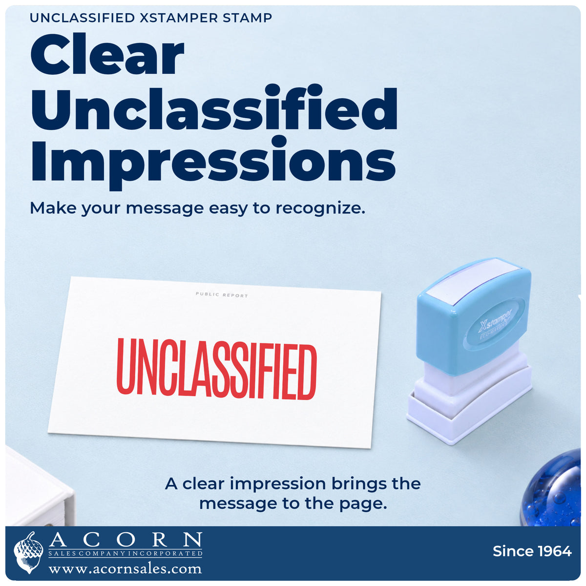 "Unclassified" imprint on office paperwork beside the Unclassified Document Stamp