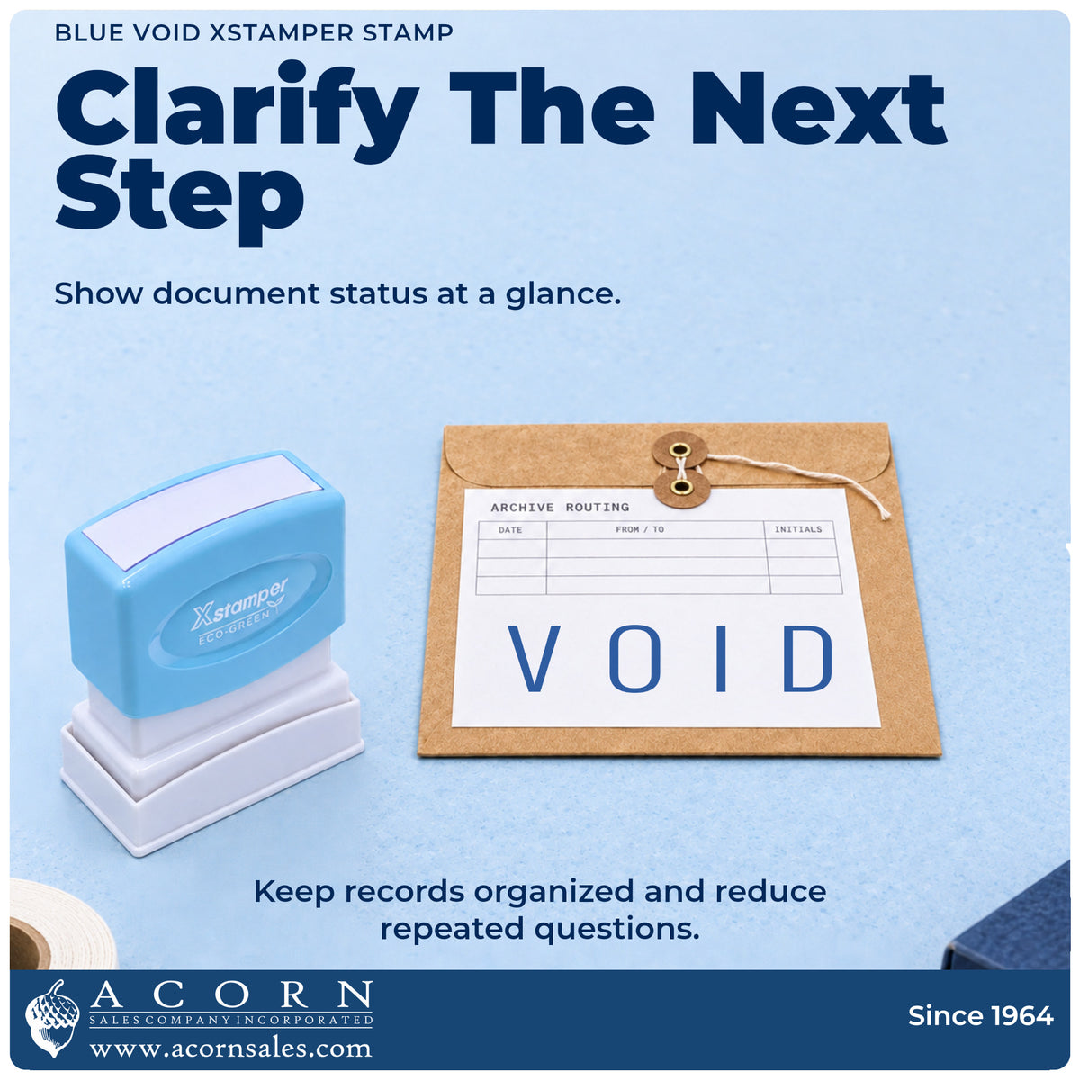 Office workflow showing where the "Void" stamp marks documents