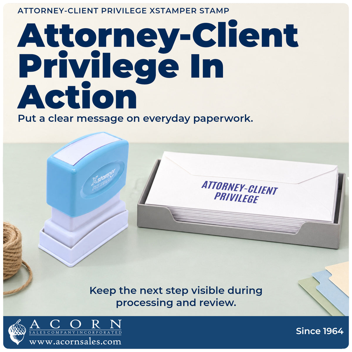 Attorney-Client Privilege Stamp being pressed to leave an imprint reading "Attorney-client privilege"