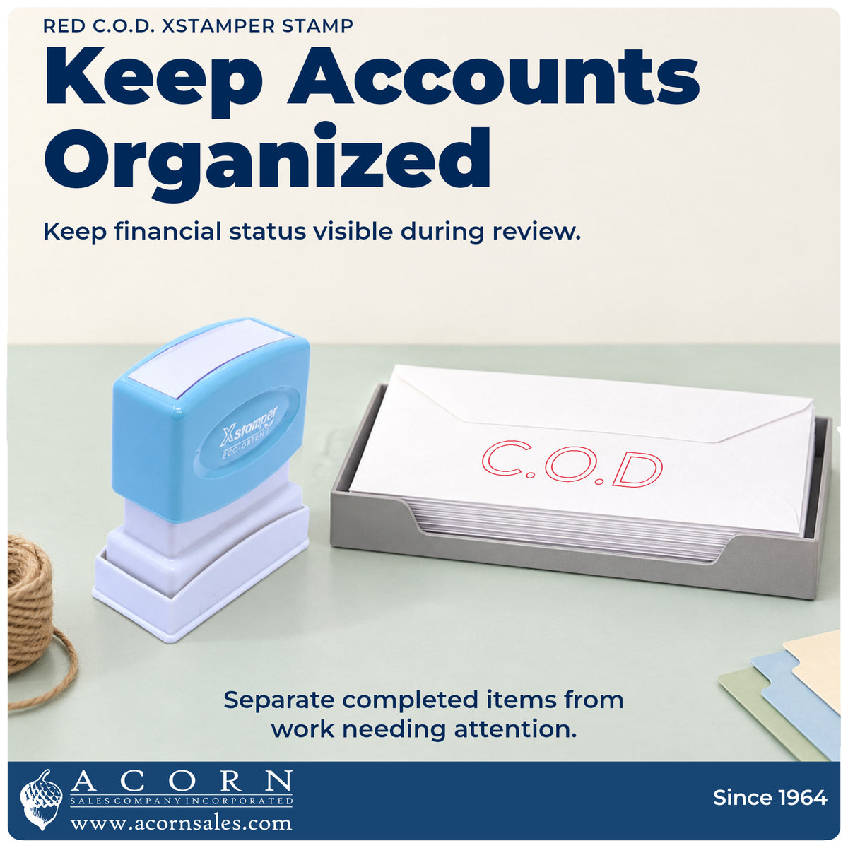 Office workflow showing where the "C.O.D." stamp marks documents