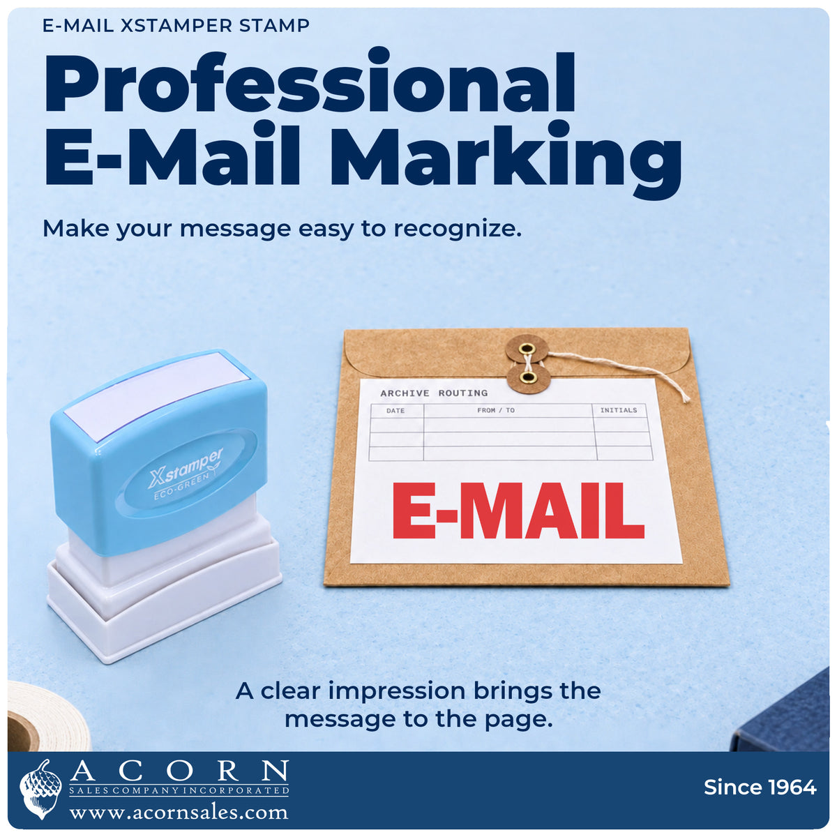 "E-mail" imprint on office paperwork beside the E-Mail Office Stamp