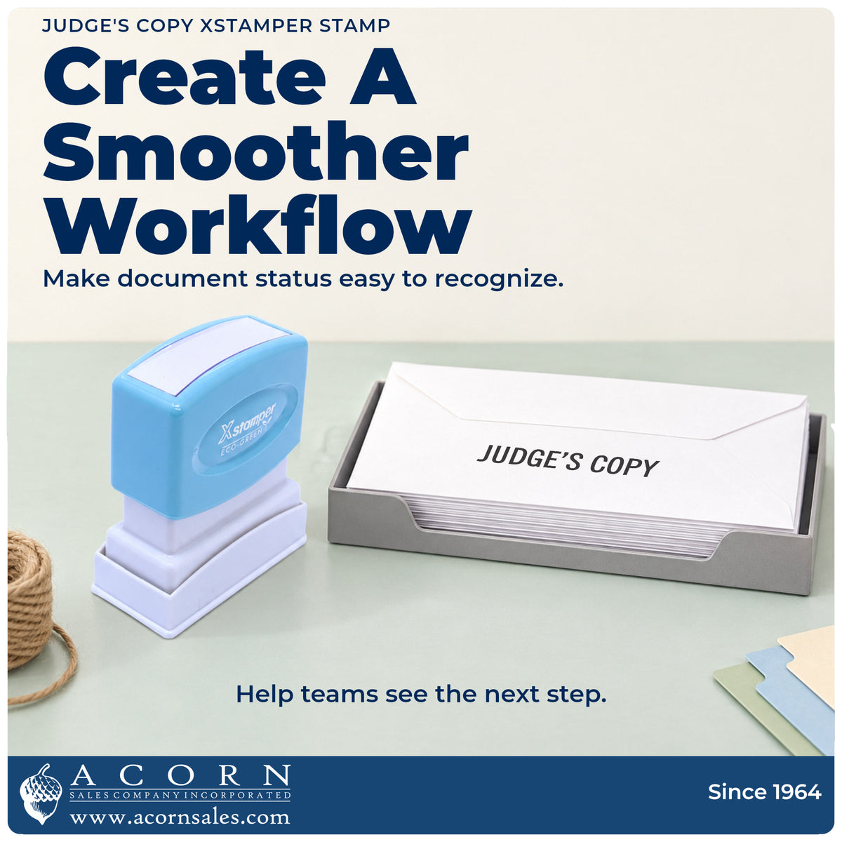 Office workflow showing where the "Judge's copy" stamp marks documents