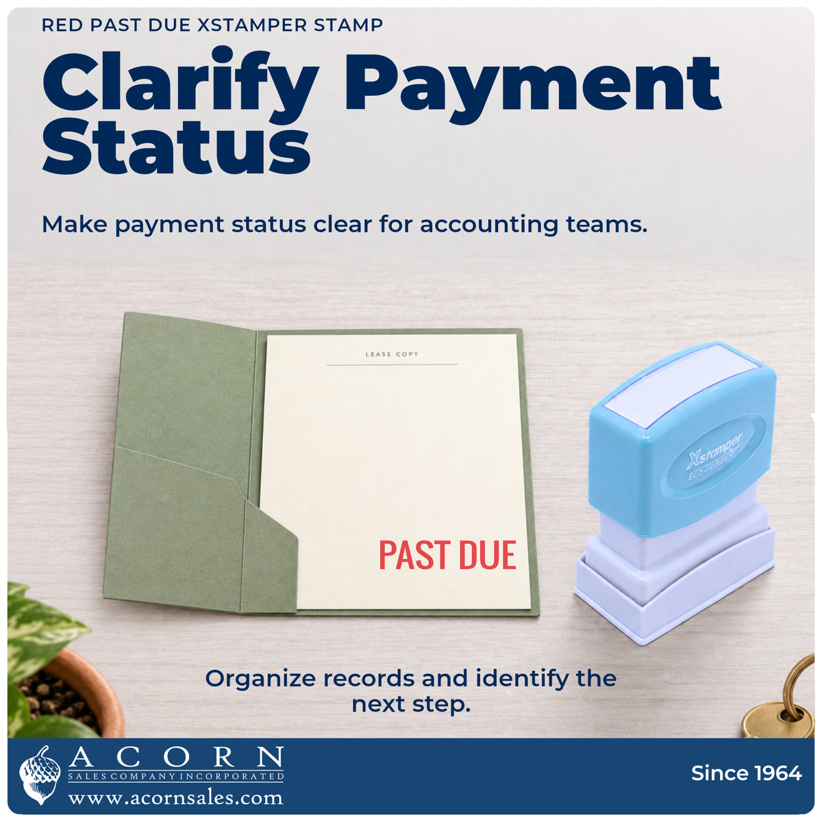 Office workflow showing where the "Past due" stamp marks documents