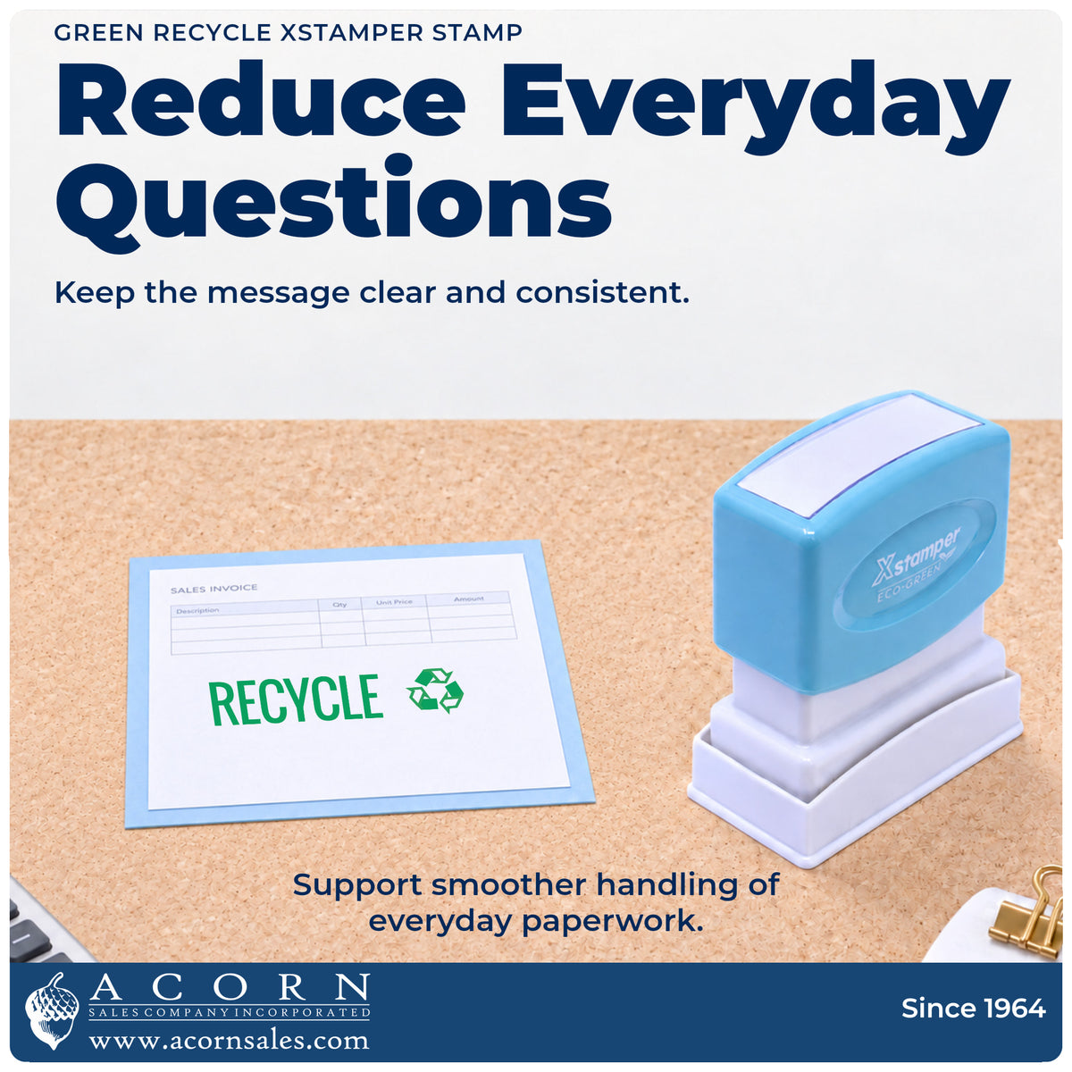 Office workflow showing where the "Recycle" stamp marks documents