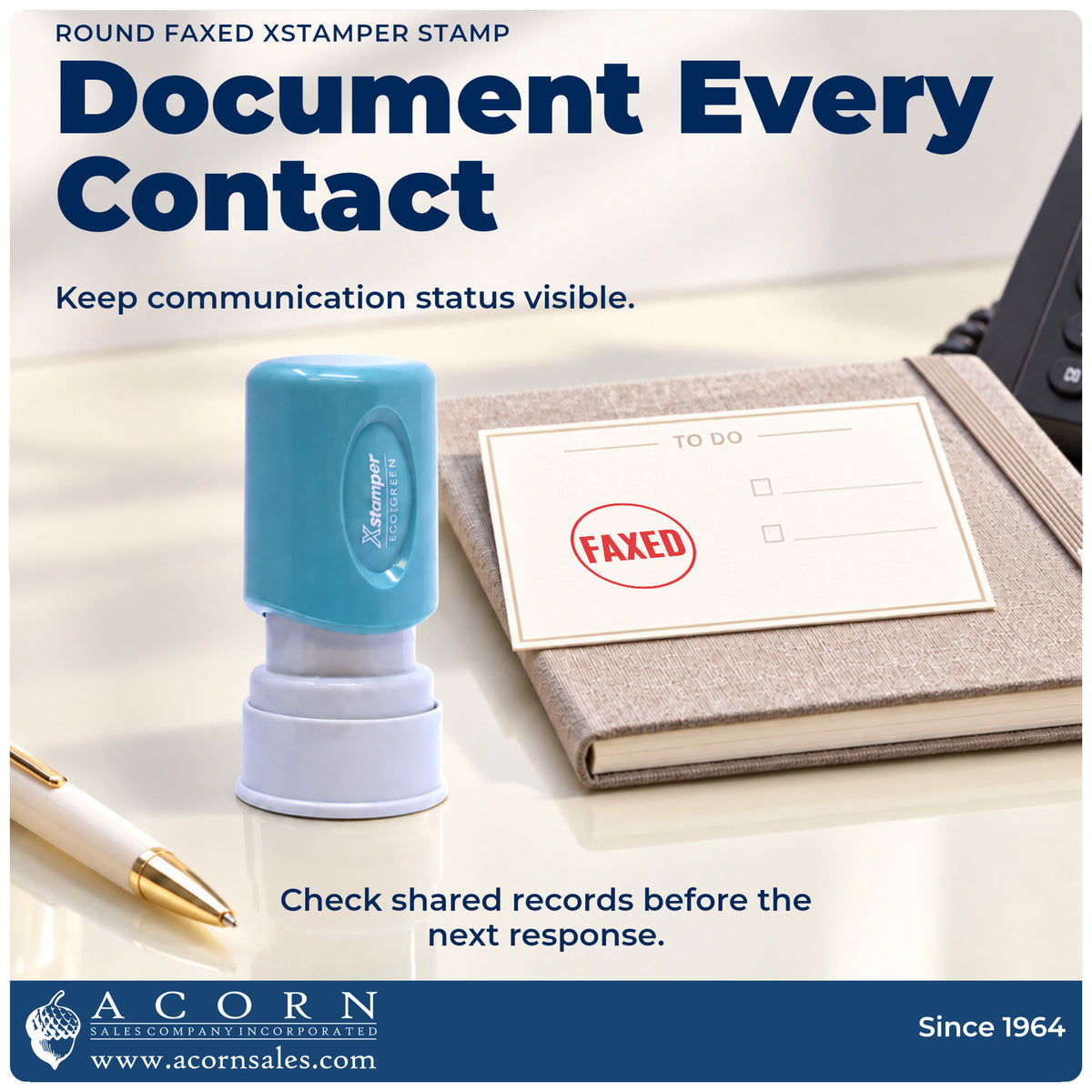 Office workflow showing where the "Faxed" stamp marks documents