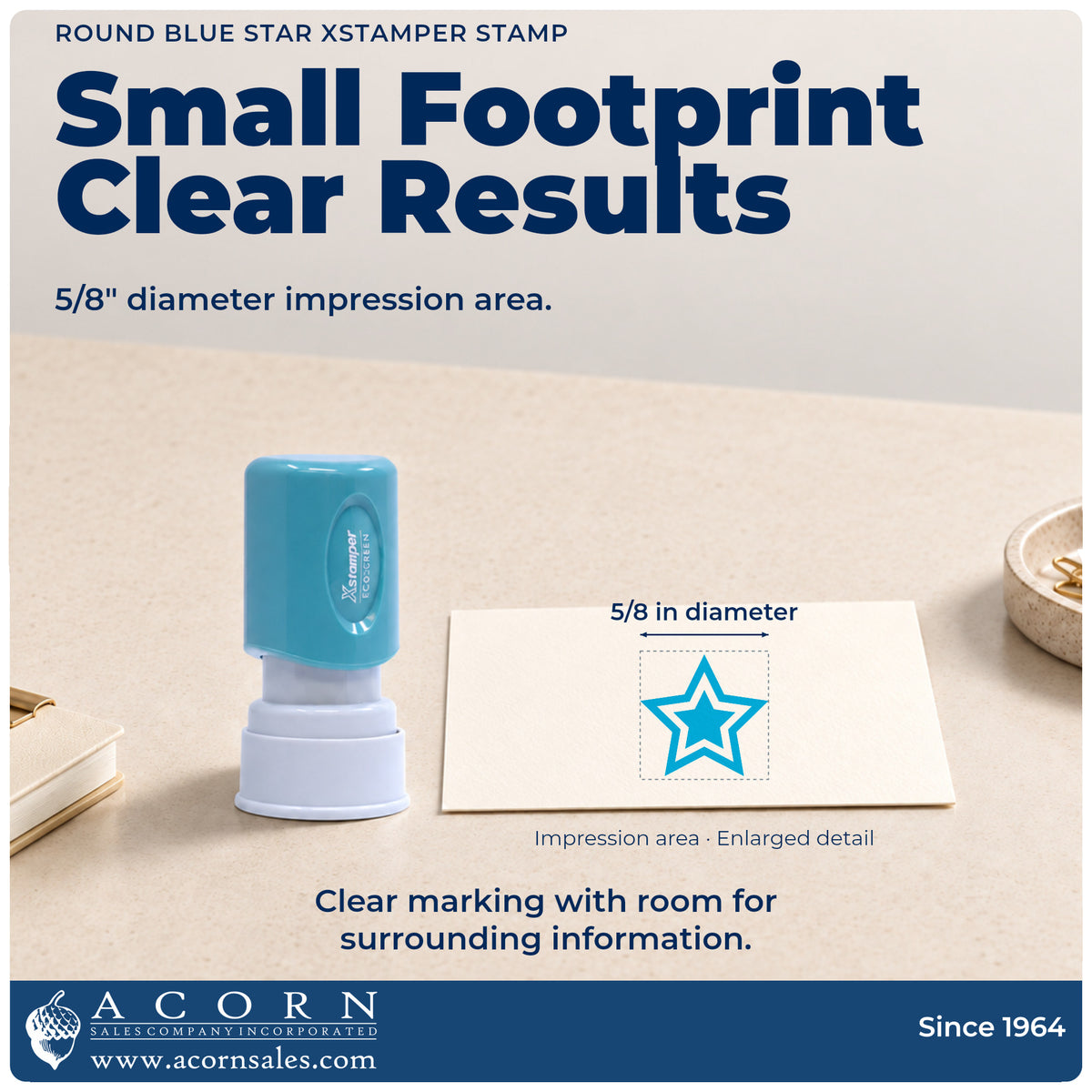 Impression size guide: the "Star" imprint measures 5/8 in diameter