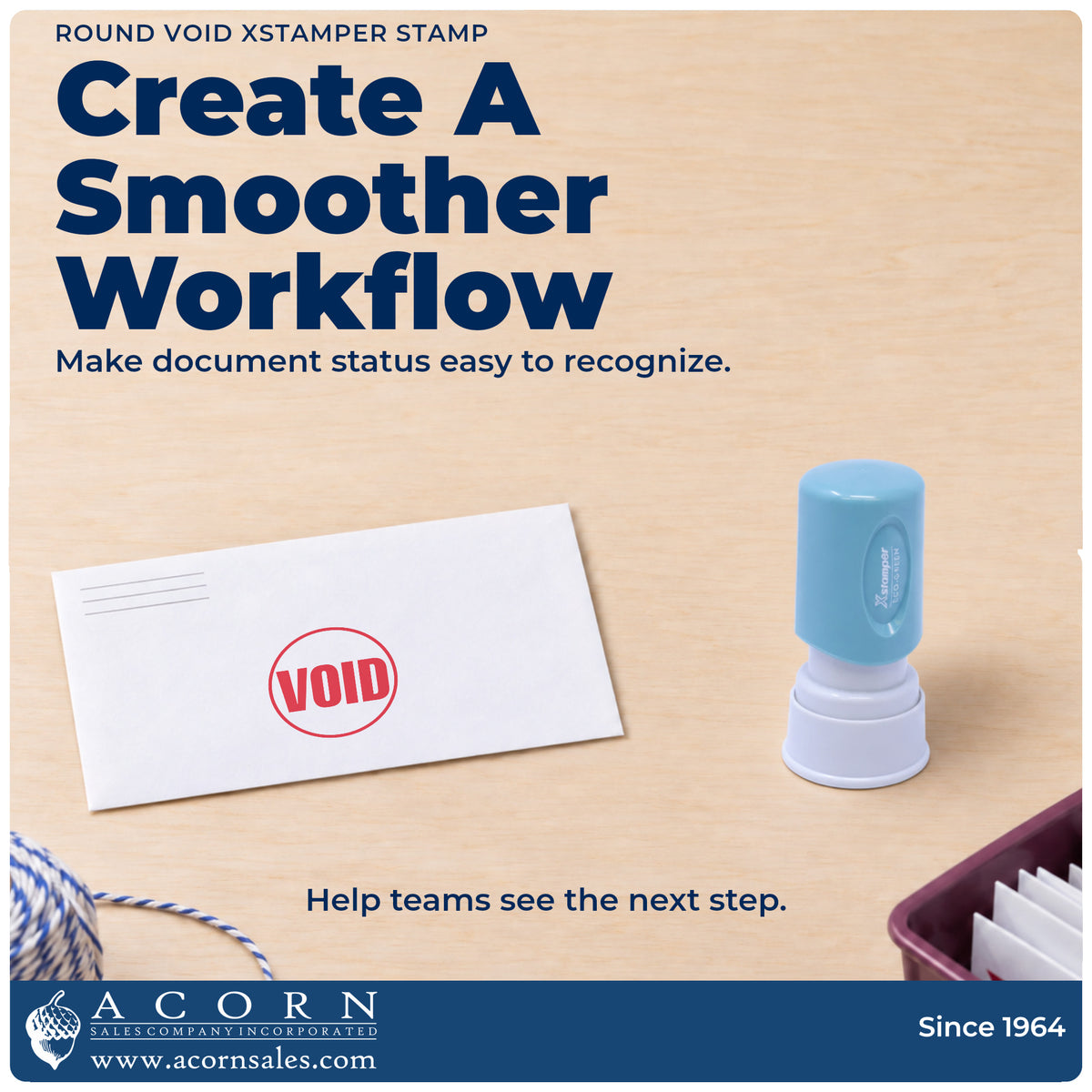 Office workflow showing where the "Void" stamp marks documents