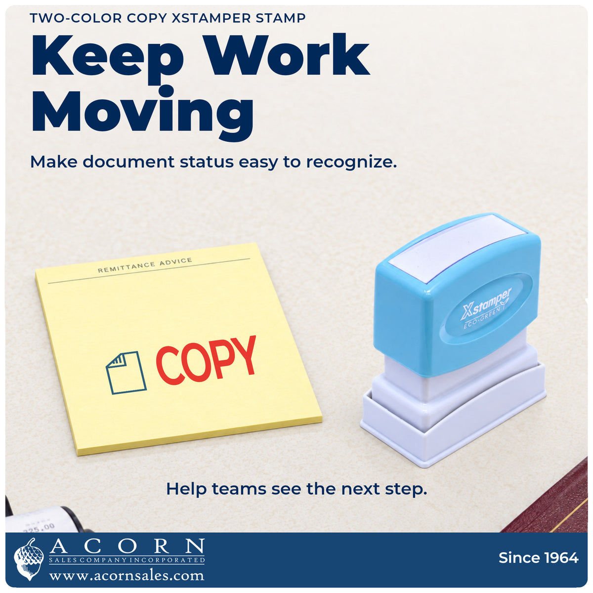 Office workflow showing where the "Copy" stamp marks documents