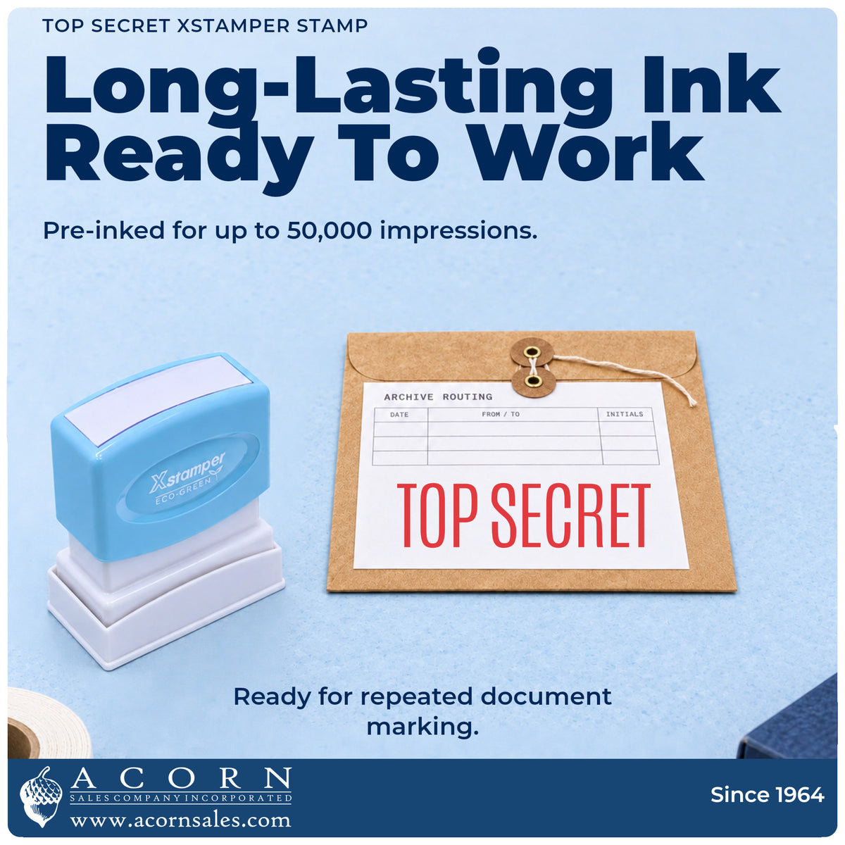 Re-inkable pre-inked build of the Top Secret Document Stamp shown in detail