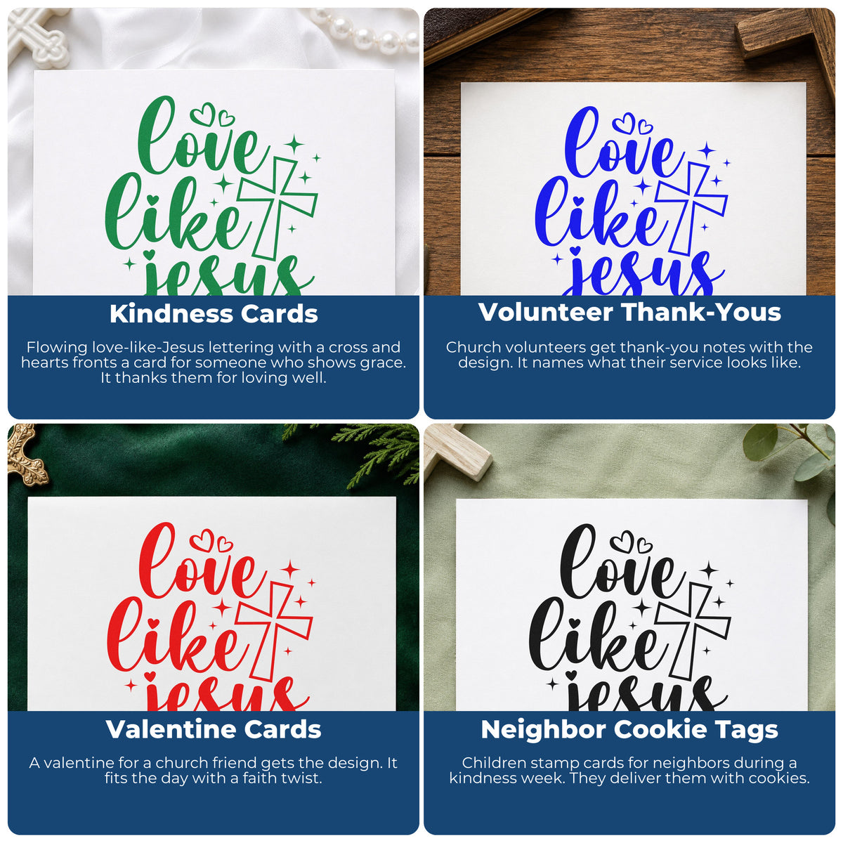 Christian rubber stamp designs for Bible journaling, scrapbooking, prayer cards, and church event favors.
