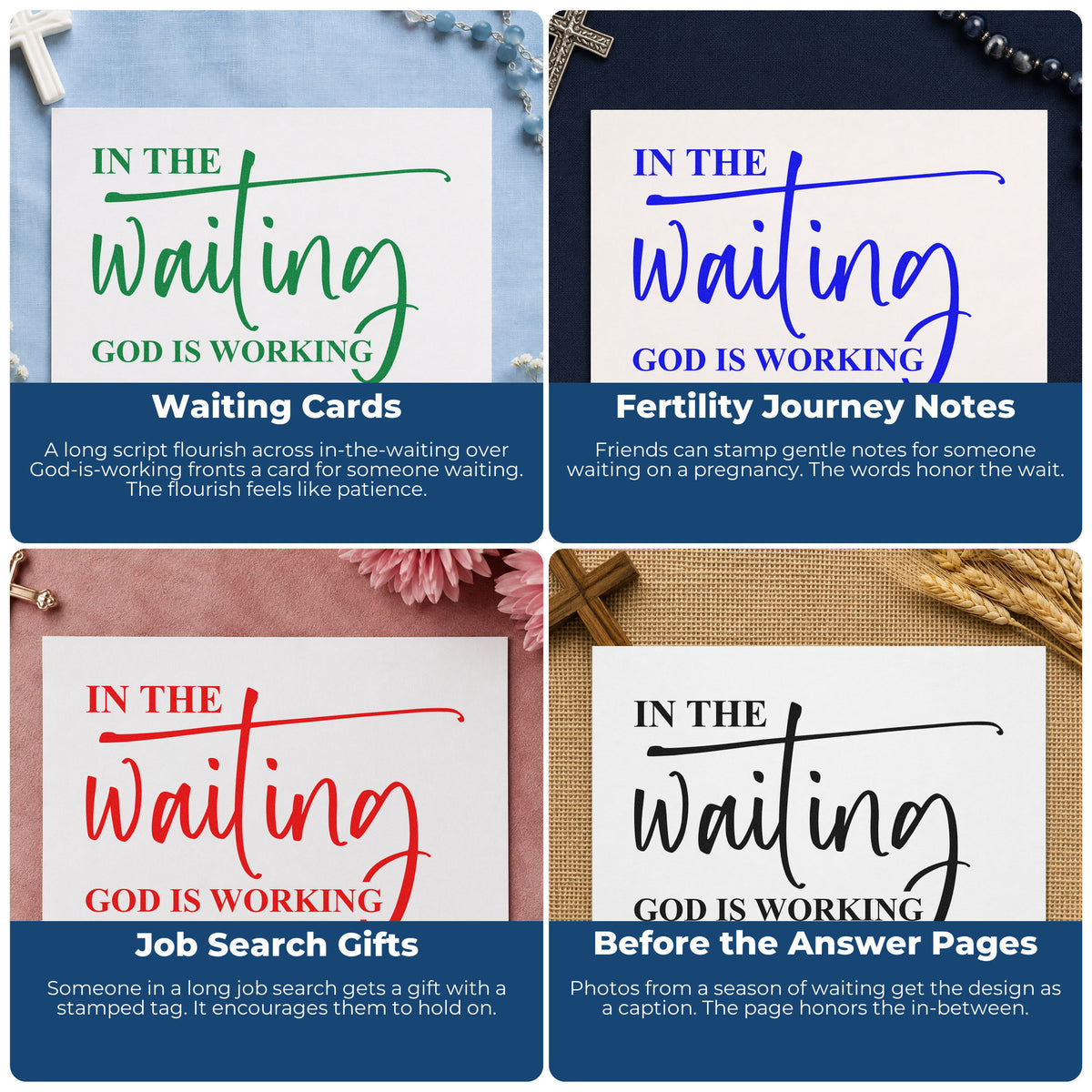 Christian rubber stamp designs for Bible journaling, scrapbooking, prayer cards, and church event favors.