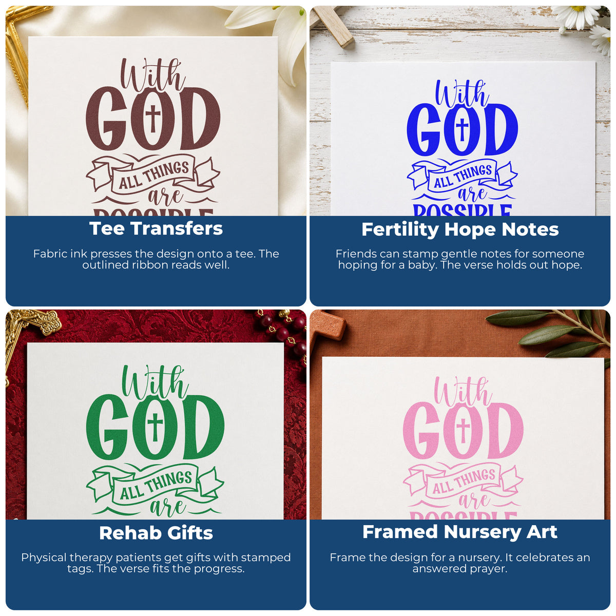 Christian rubber stamp ideas for gift tags, faith mail art, planners, and Sunday school crafts with scripture-inspired designs.