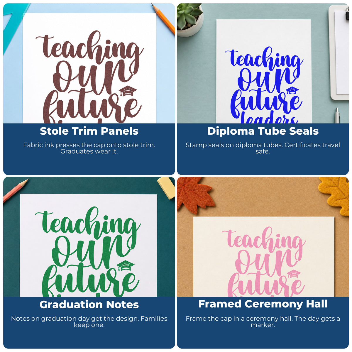 Teacher rubber stamps for classroom projects, bulletin boards, SEL, and hall passes with fun custom educator designs.