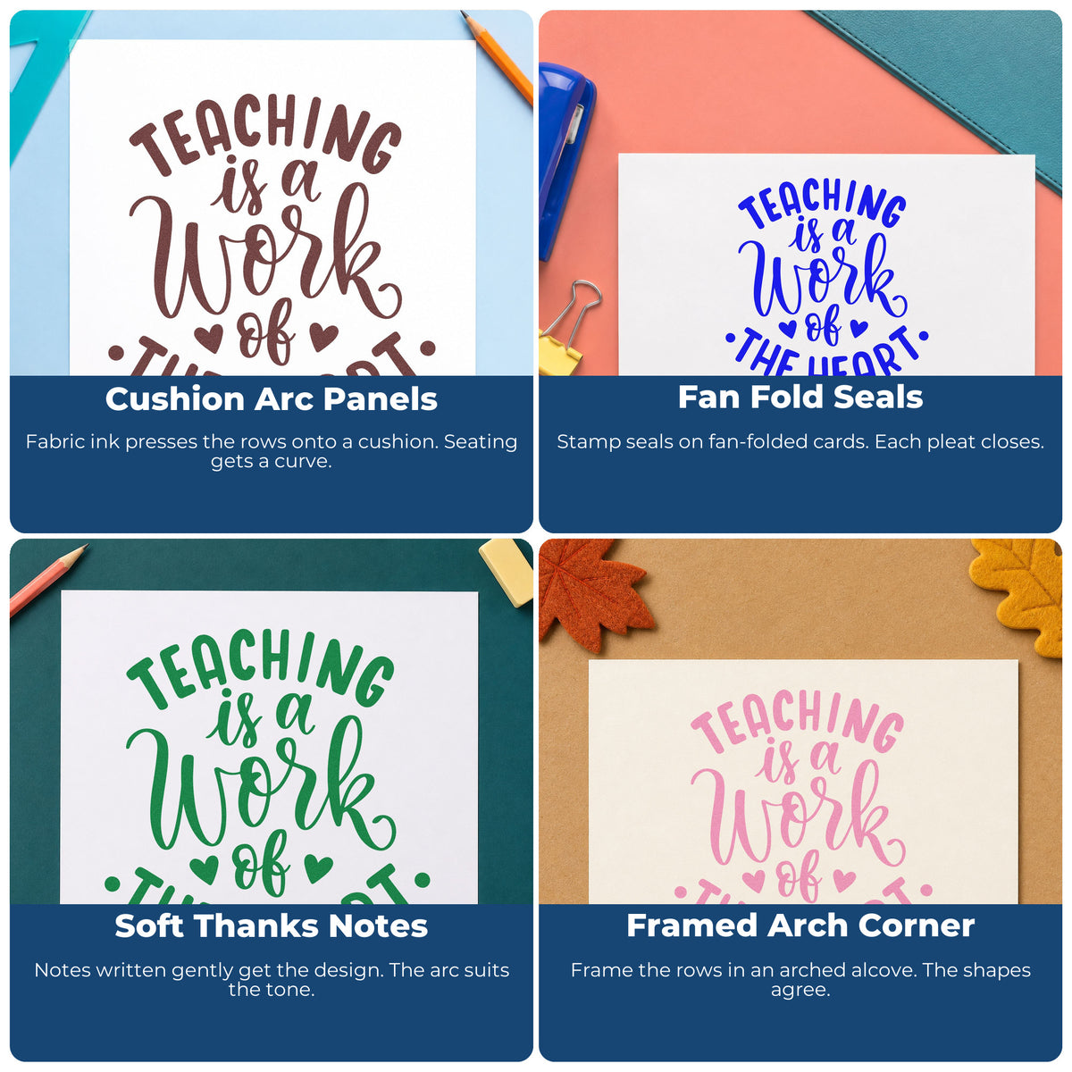 Teacher rubber stamps for classroom crafts, bulletin boards, social-emotional learning, and personalized hall passes or student notes.