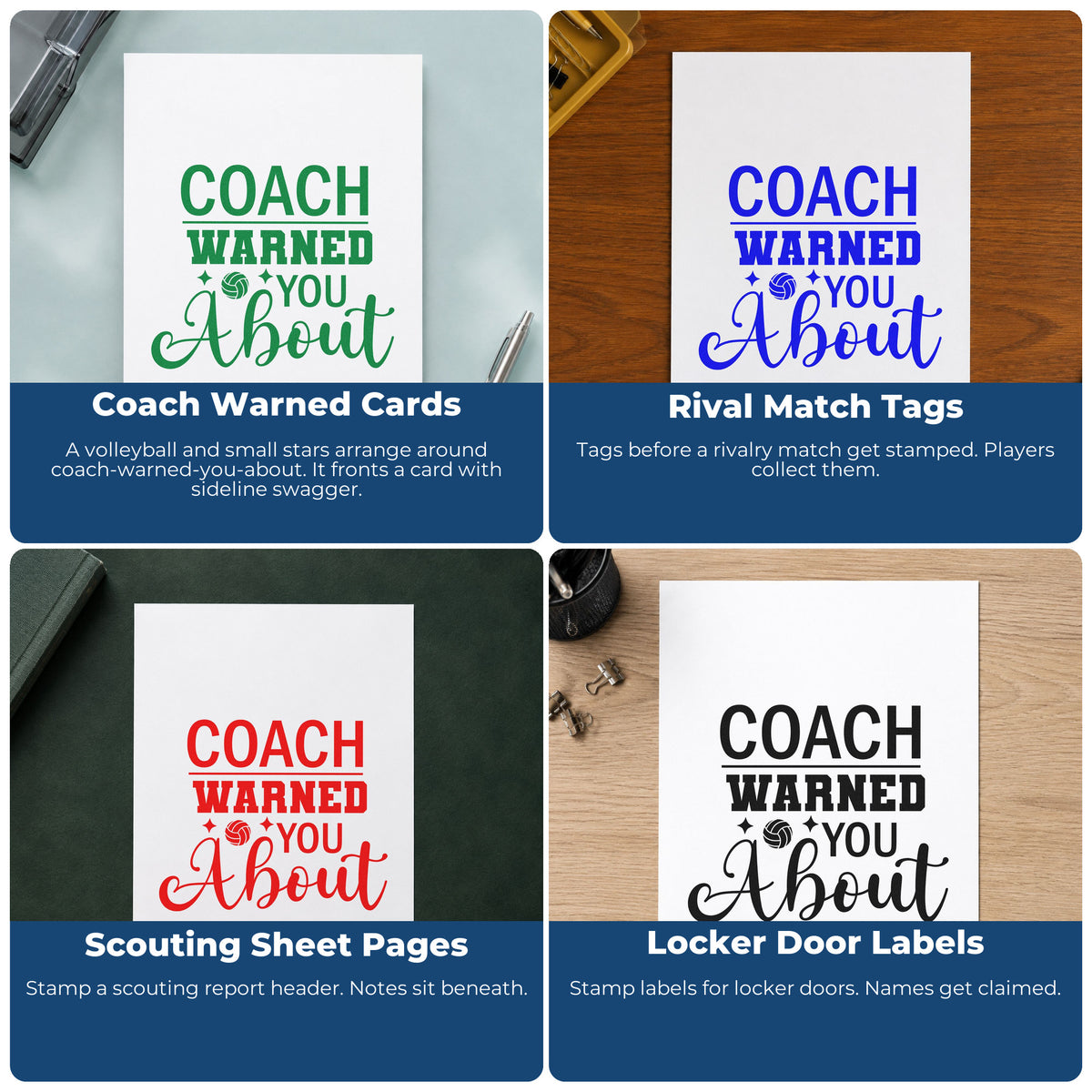 Volleyball rubber stamp ideas for scrapbooks, coach thank-you cards, birthday parties and custom gift wrapping.