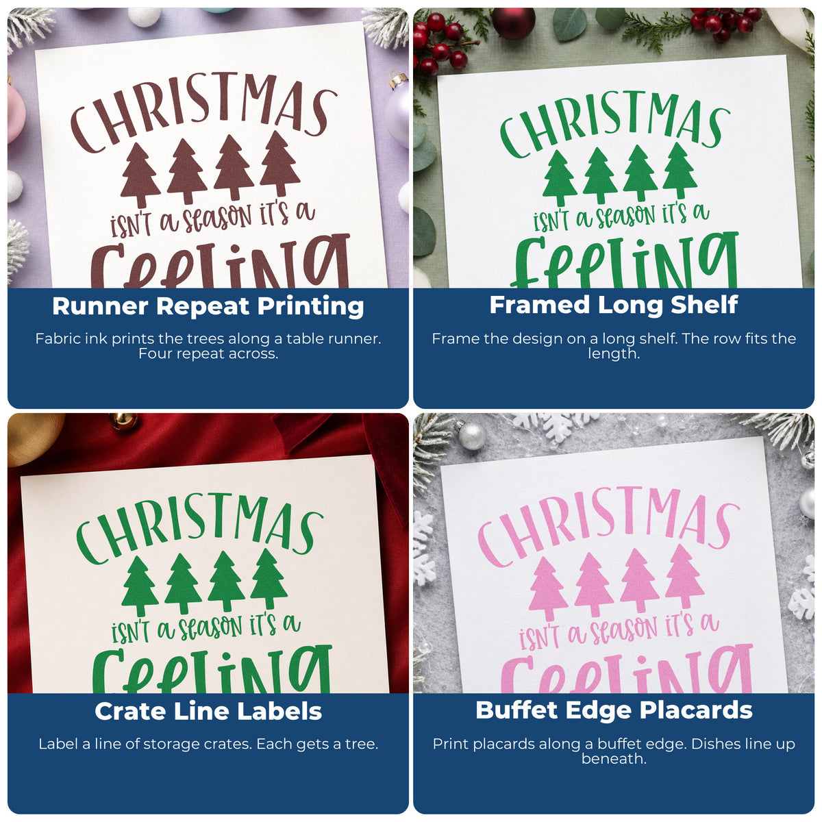 Christmas rubber stamp collage with festive designs for envelope decoration, cookie exchange labels, scrapbooks, and DIY candles.