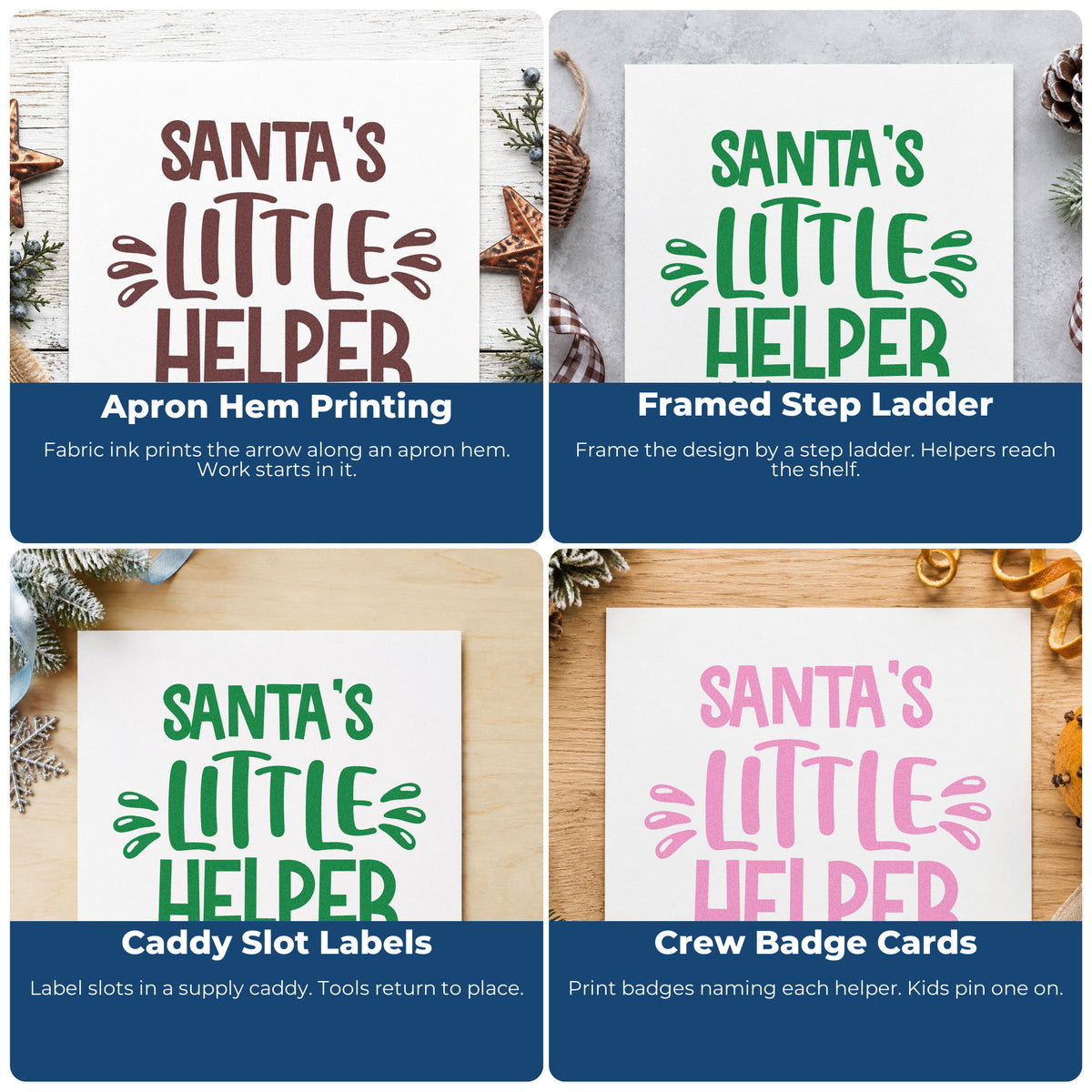 Holiday rubber stamp ideas for envelopes, cookie labels, scrapbooks, and DIY candles with festive Christmas baking designs.