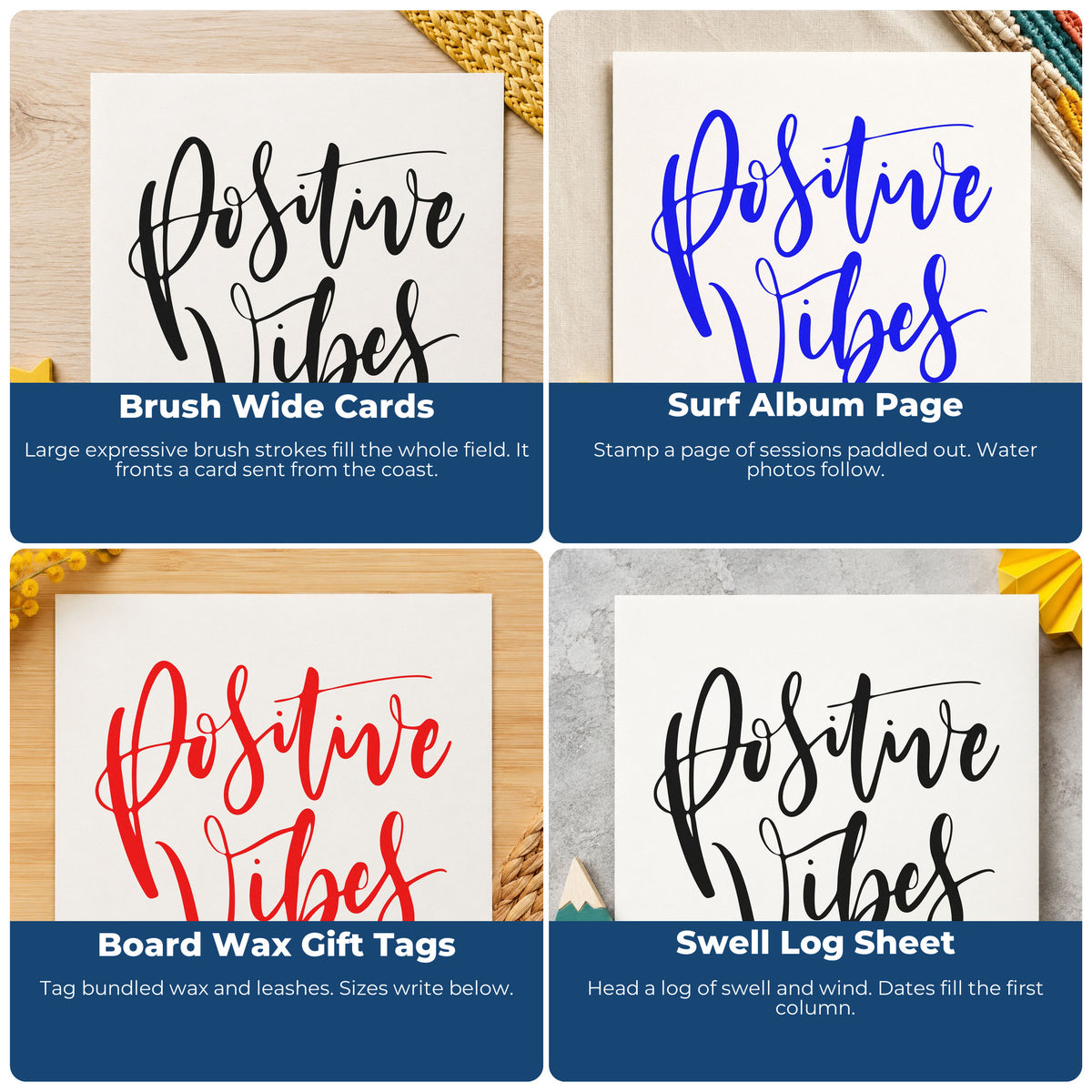 Motivational rubber stamp ideas for scrapbooks, cardmaking, journaling and gift tags with bold uplifting phrases.