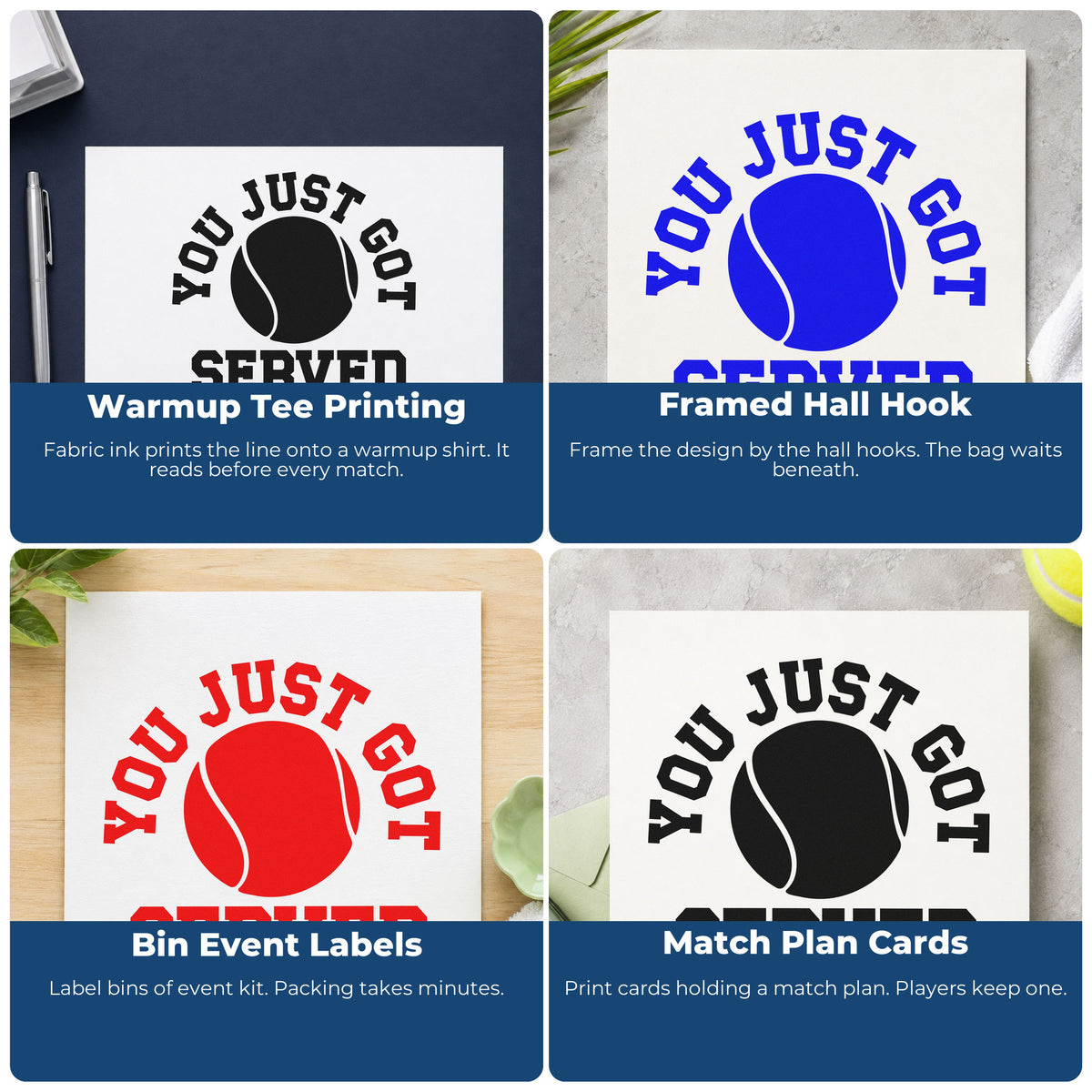 Tennis rubber stamp designs for journals, event flyers, kids crafts, and handmade product packaging.