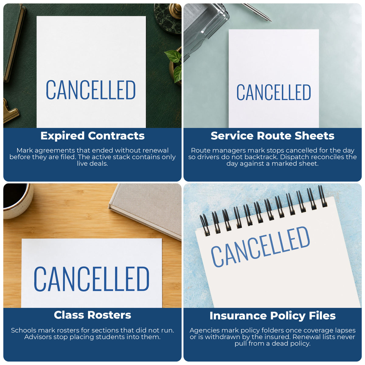 More ways to use the "Cancelled" imprint from the Cancelled Stamp For Account Paperwork