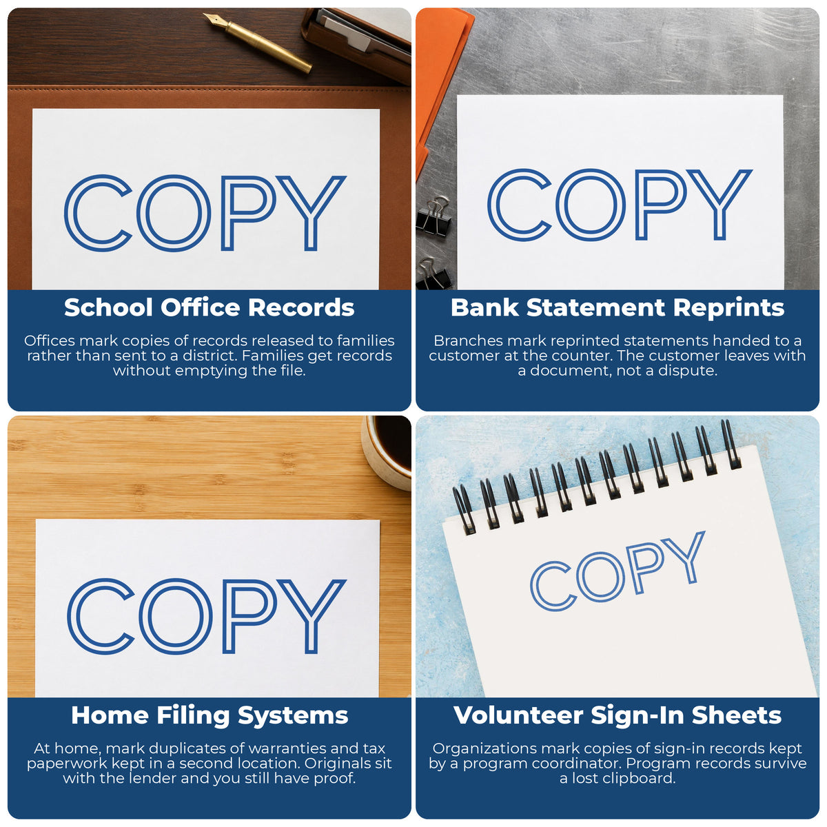 More ways to use the "Copy" imprint from the Copy Stamp – Blue Pre-Inked Xstamper