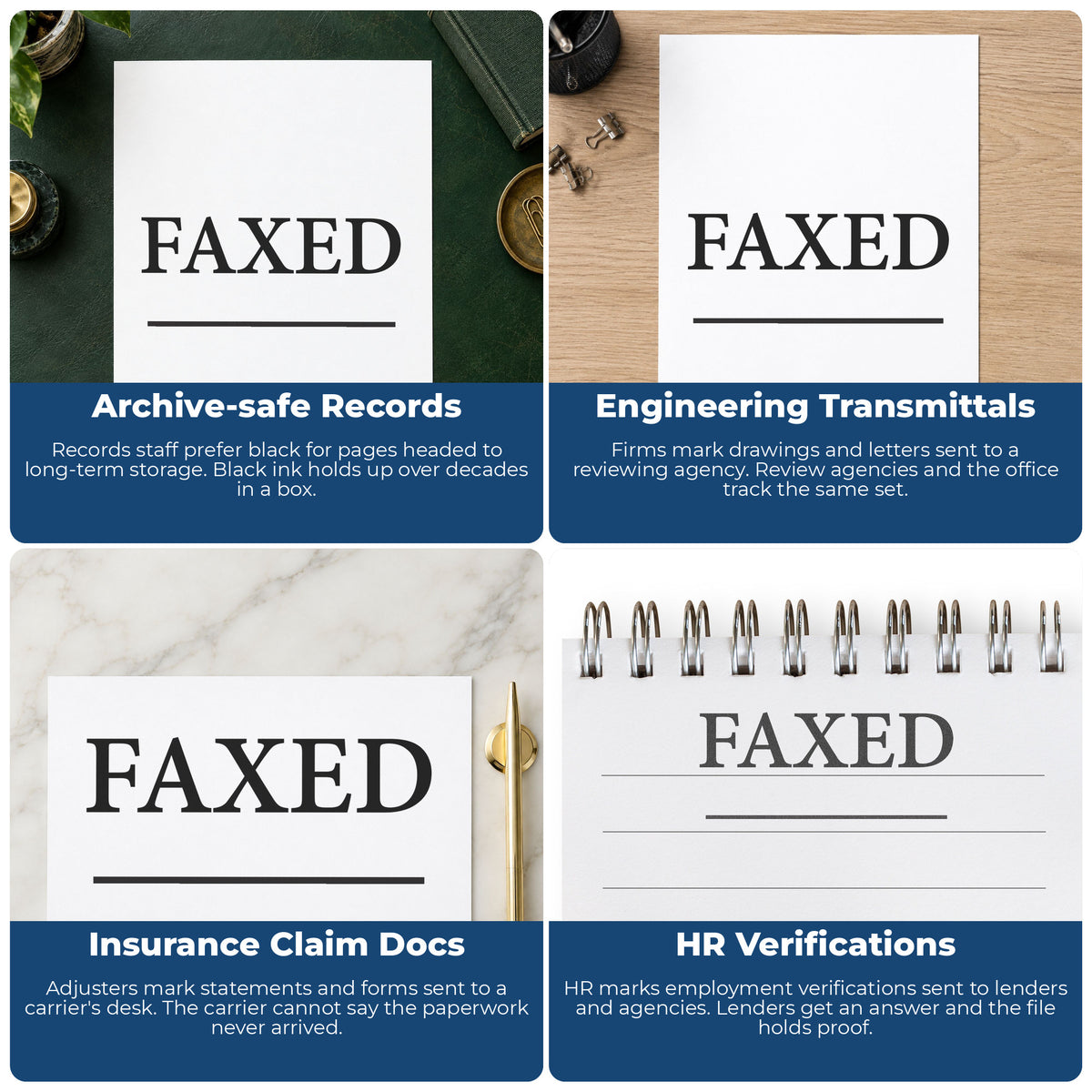 More ways to use the "Faxed" imprint from the Xstamper Faxed Document Stamp – Black Pre-Inked
