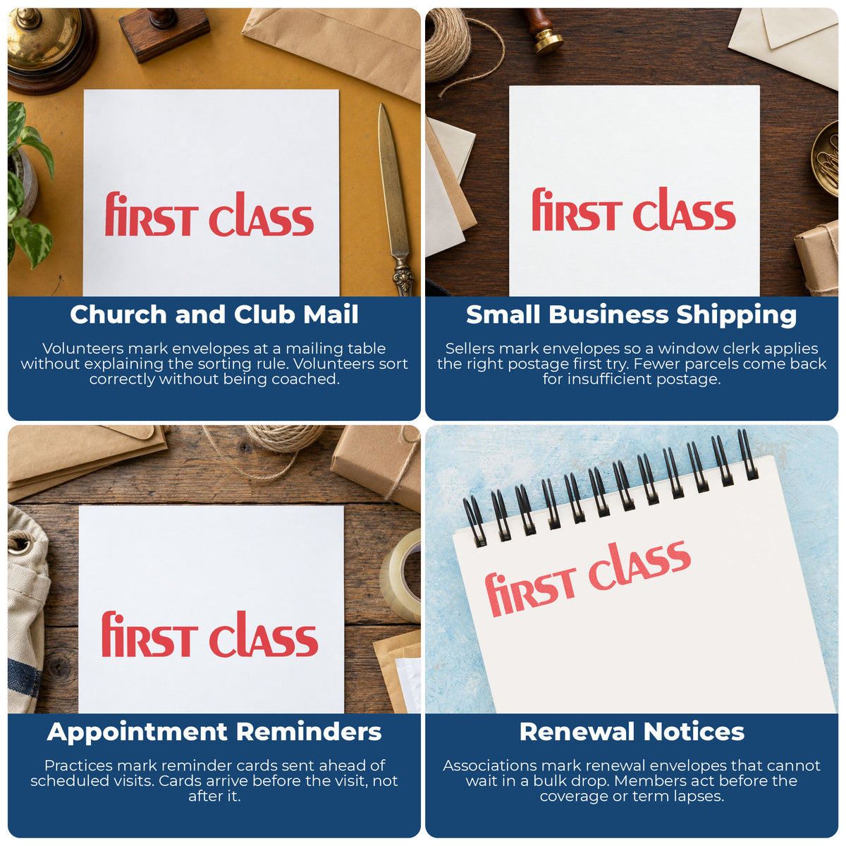 More ways to use the "First class" imprint from the Bold Red First Class Stamp