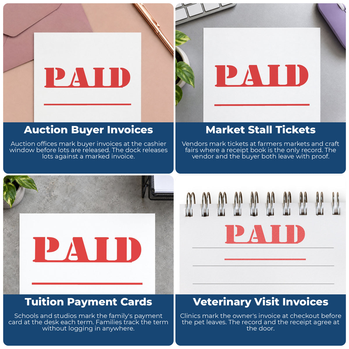 More ways to use the "Paid" imprint from the Bold Red Paid Stamp