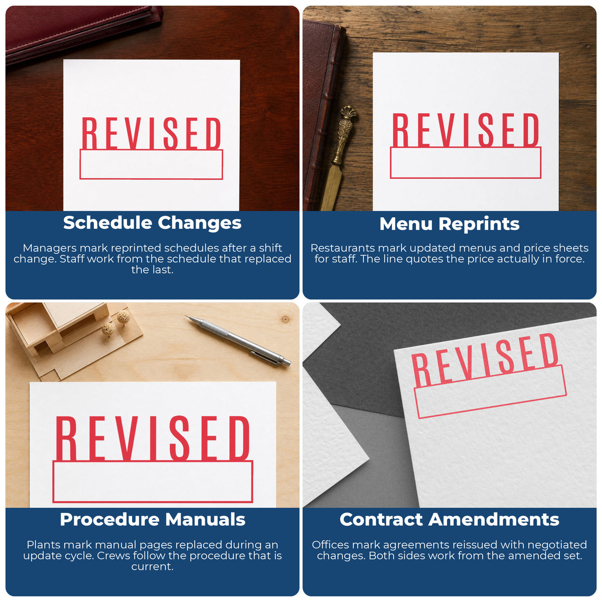 More ways to use the "Revised" imprint from the Xstamper Revised Stamp