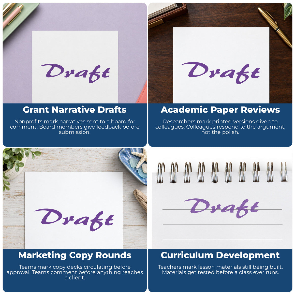 More ways to use the "Draft" imprint from the Purple Draft Review Stamp