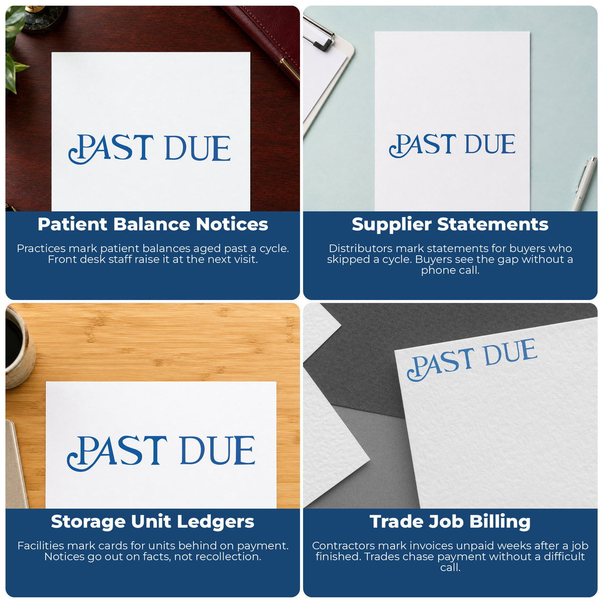More ways to use the "Past due" imprint from the Xstamper Past Due Invoice Stamp