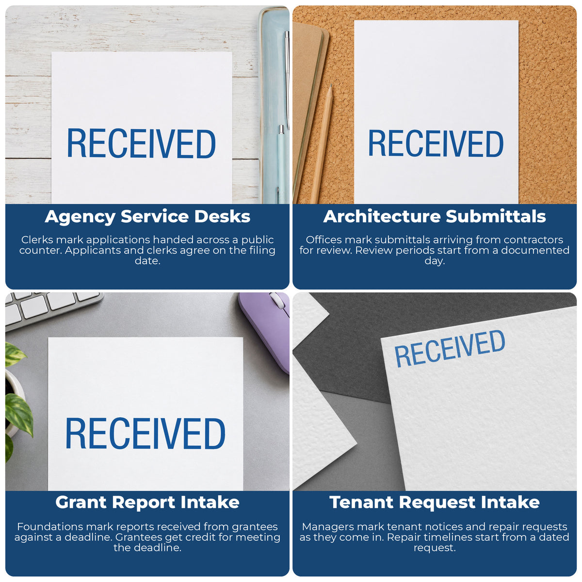 More ways to use the "Received" imprint from the Dark Blue Received Document Stamp
