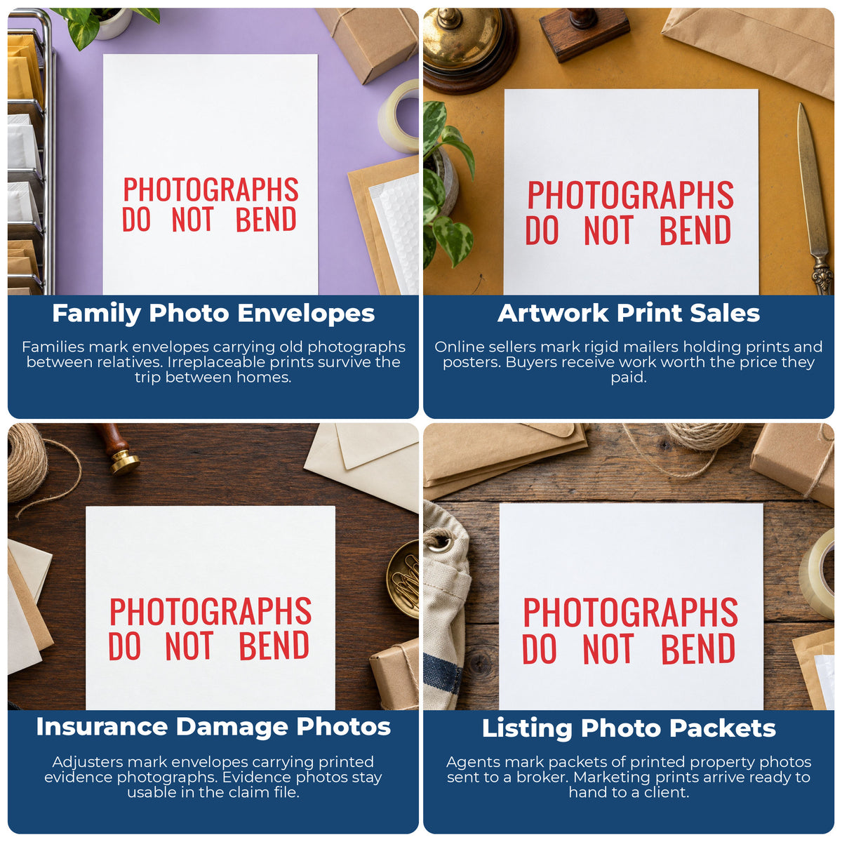 More ways to use the "Photographs do not bend" imprint from the Jumbo Photographs Do Not Bend Mailing Stamp