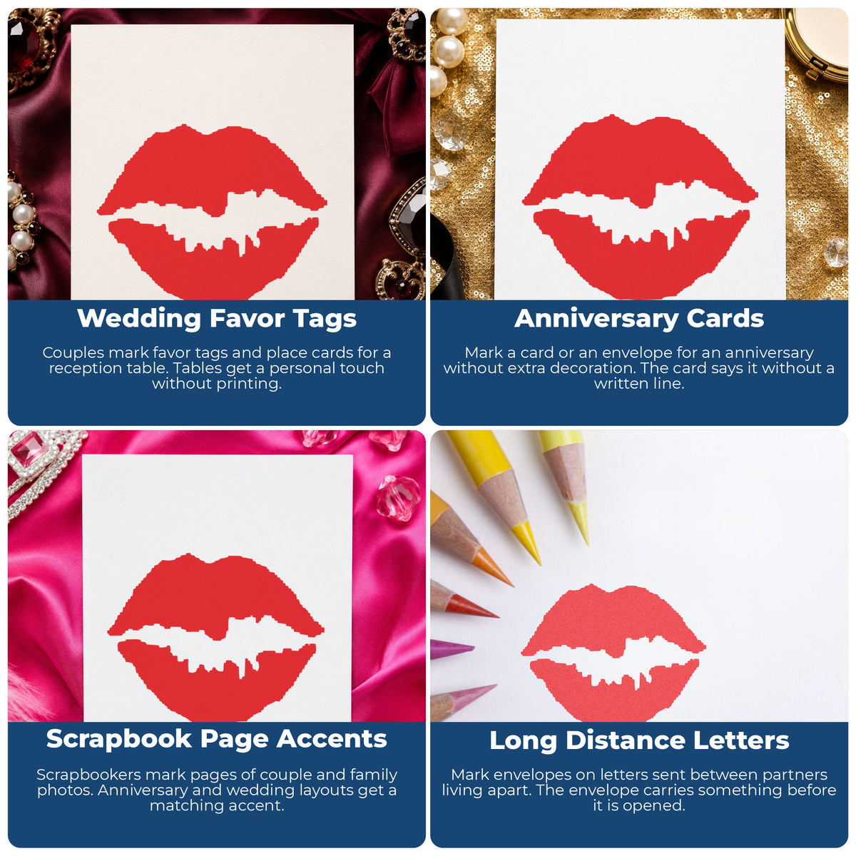 More ways to use the "Kiss" imprint from the Kiss Stamp – Round Pre-Inked Xstamper