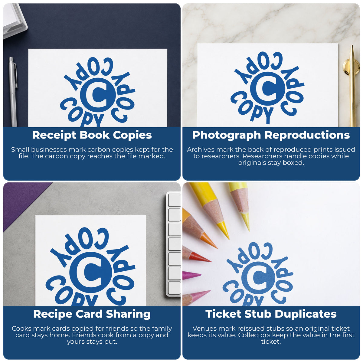 More ways to use the "Copy" imprint from the Round Blue Copy Document Stamp