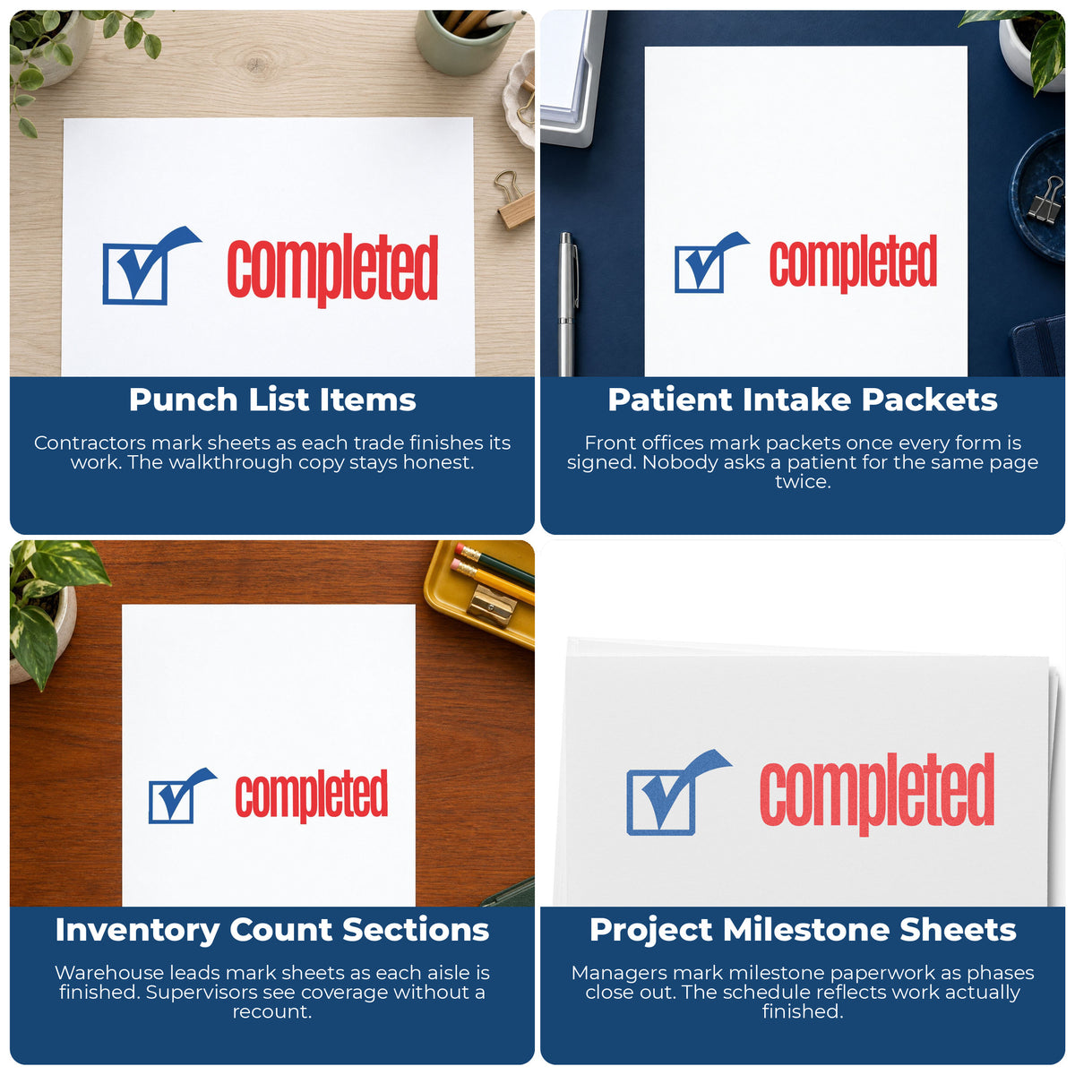 More ways to use the "Completed" imprint from the Xstamper Completed Stamp