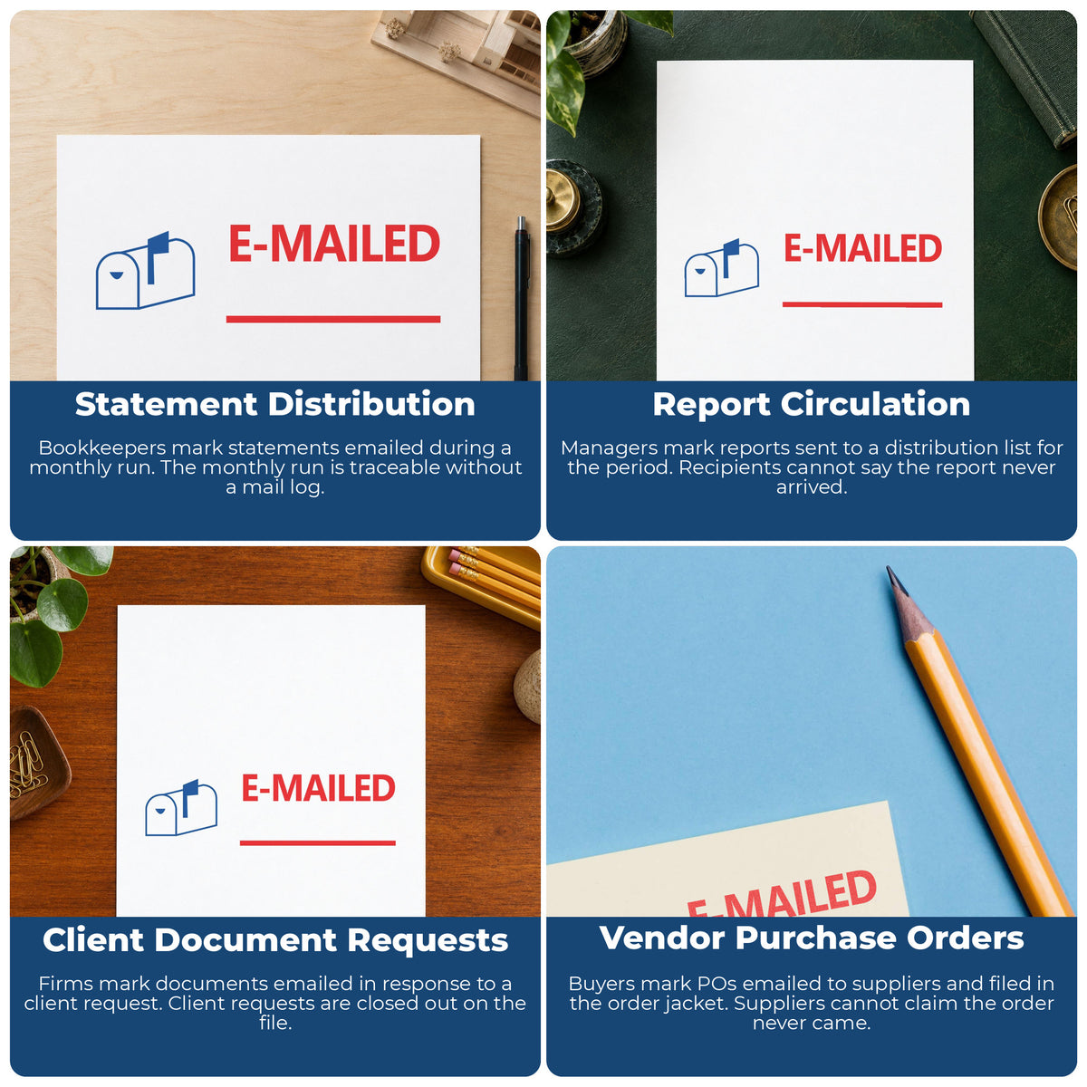 More ways to use the "Emailed" imprint from the Xstamper Emailed Office Stamp